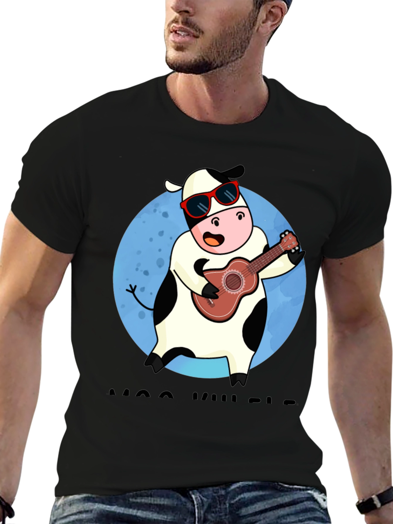 Cow Ukulele Player Graphic Tee