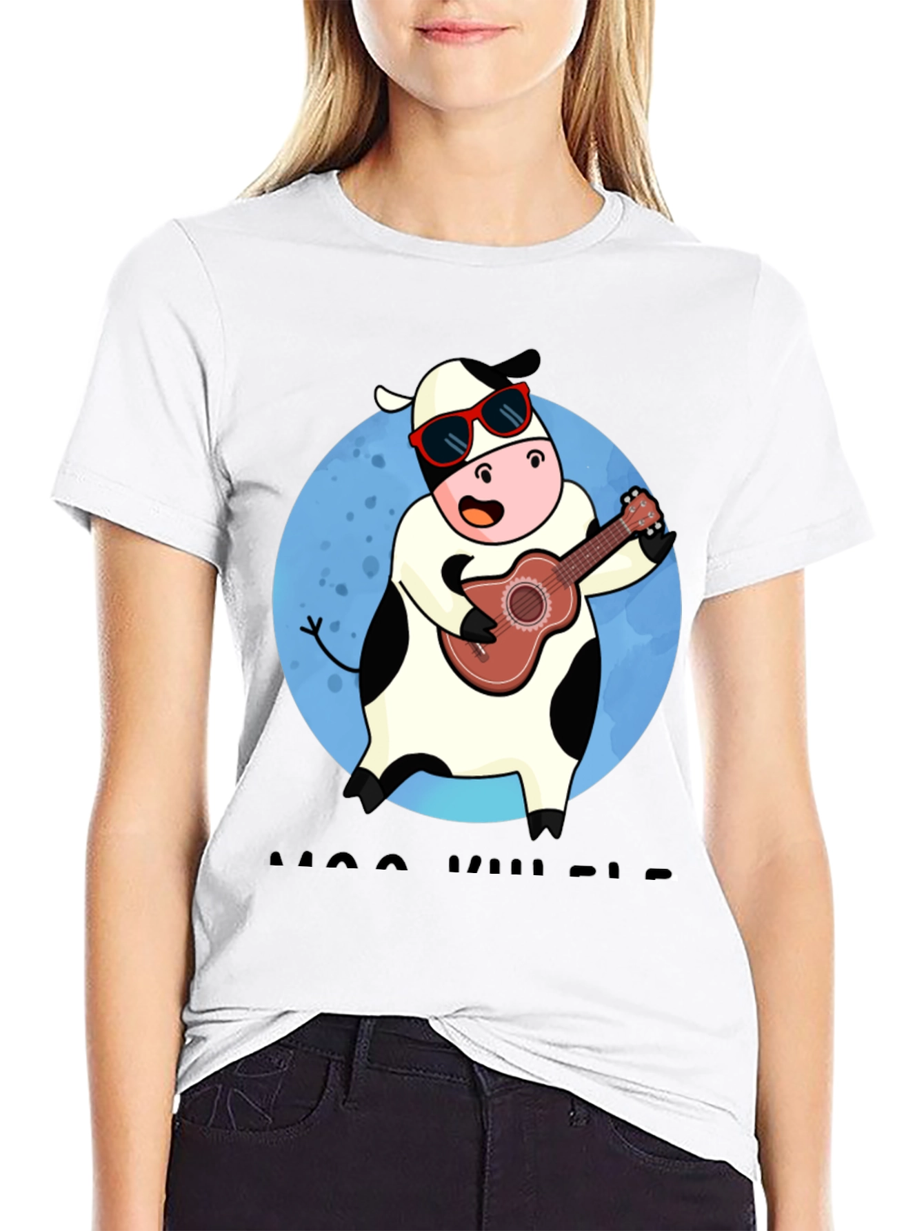 Cow Ukulele Player Graphic Tee
