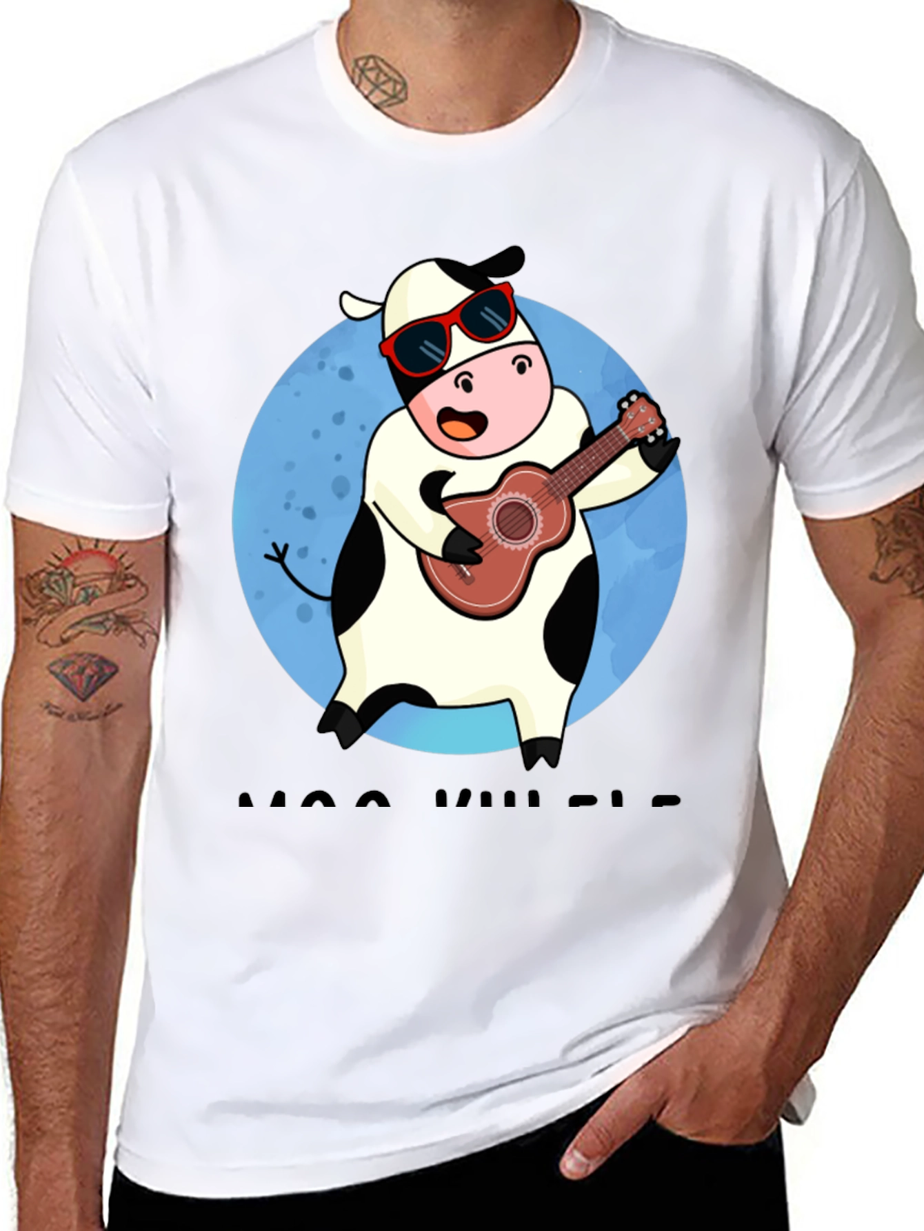Cow Ukulele Player Graphic Tee