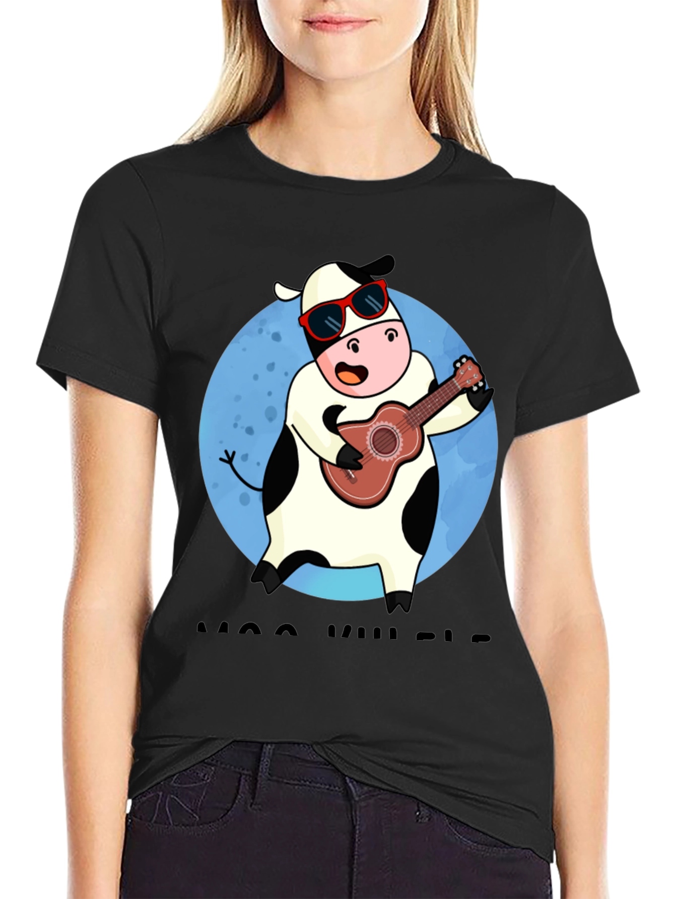 Cow Ukulele Player Graphic Tee