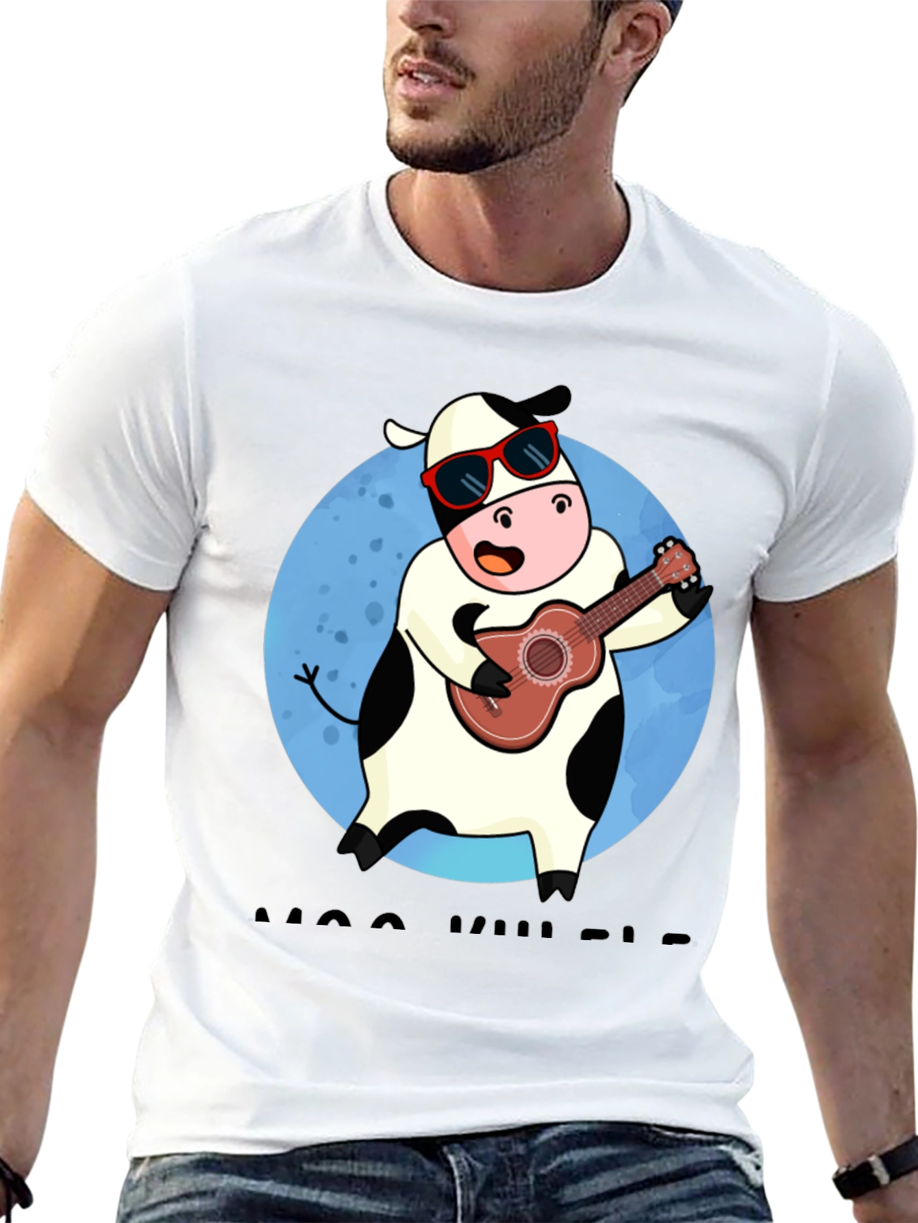 Cow Ukulele Player Graphic Tee
