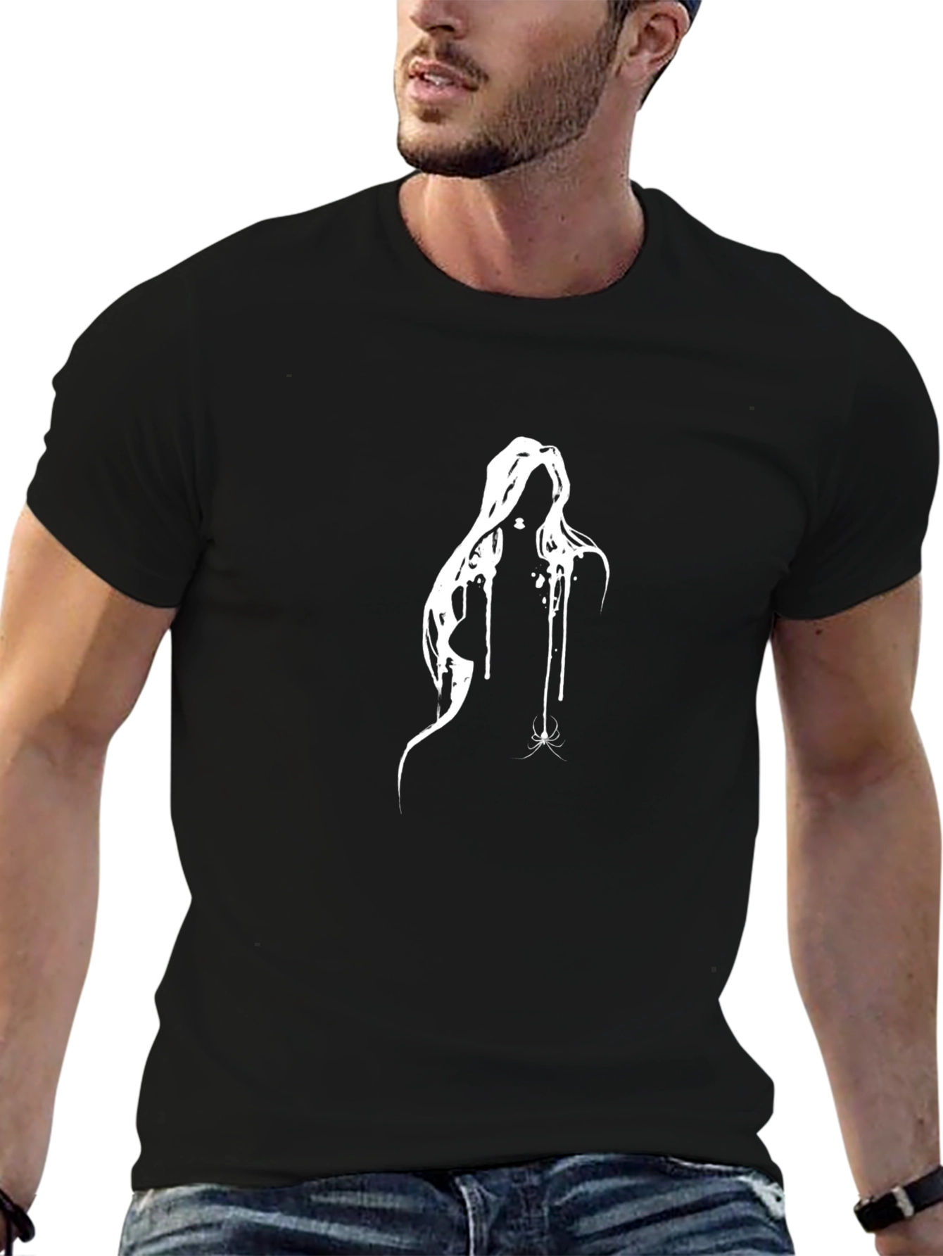 Abstract Woman Silhouette Graphic Tee - Black