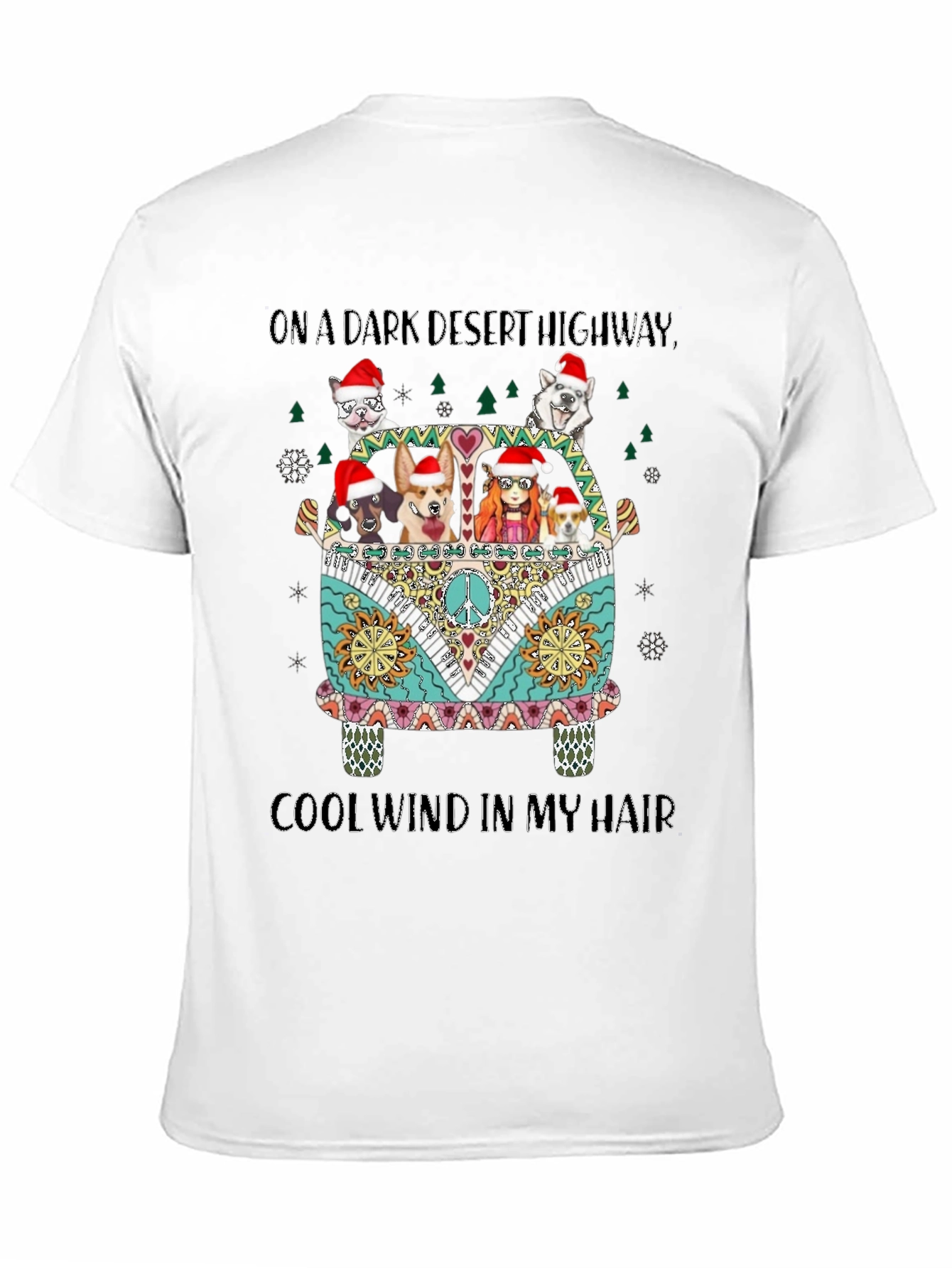 On A Dark Desert Highway Dogs Christmas T-Shirt