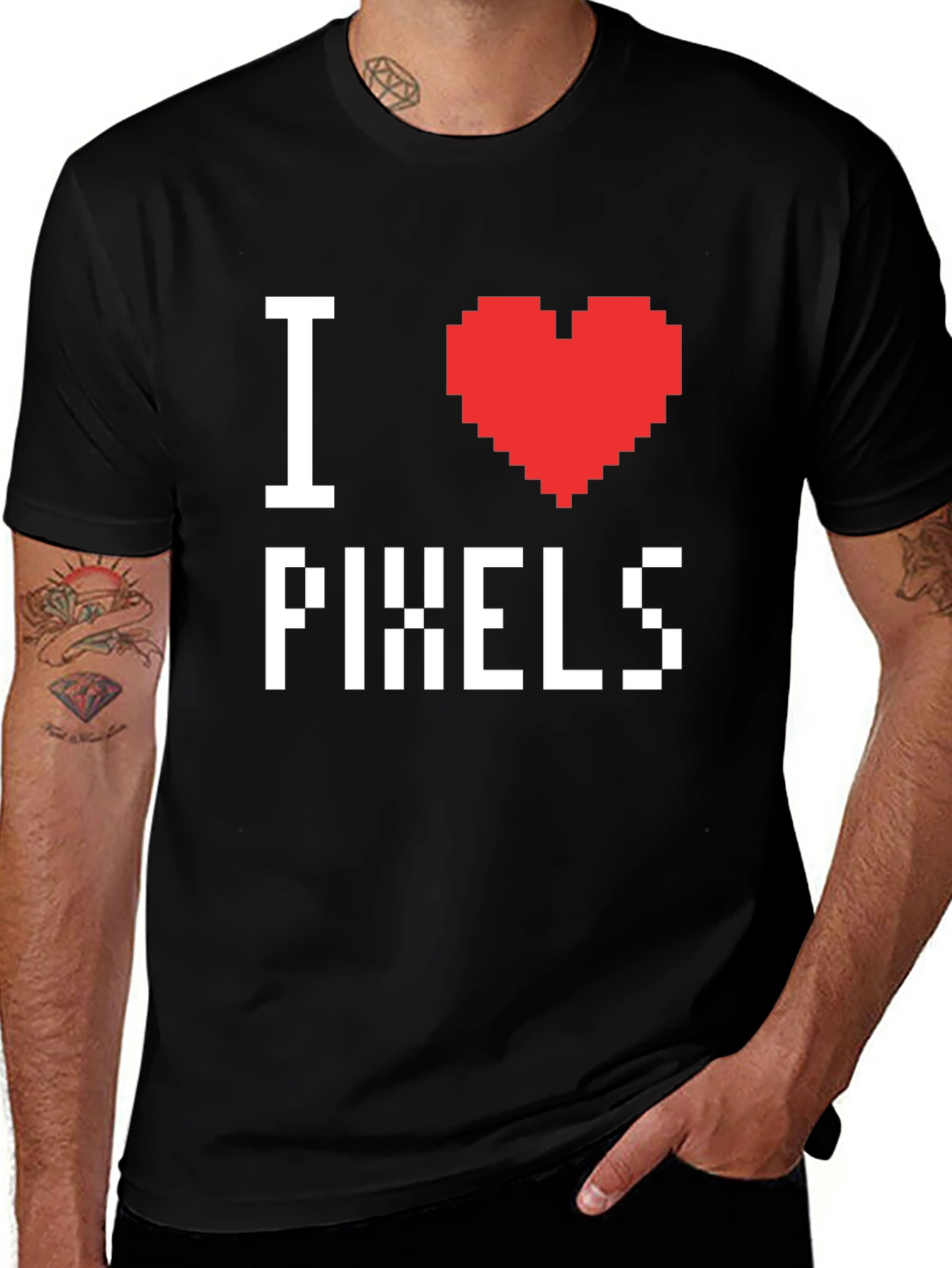 I Heart Pixels Graphic T-Shirt - Retro Gamer Style