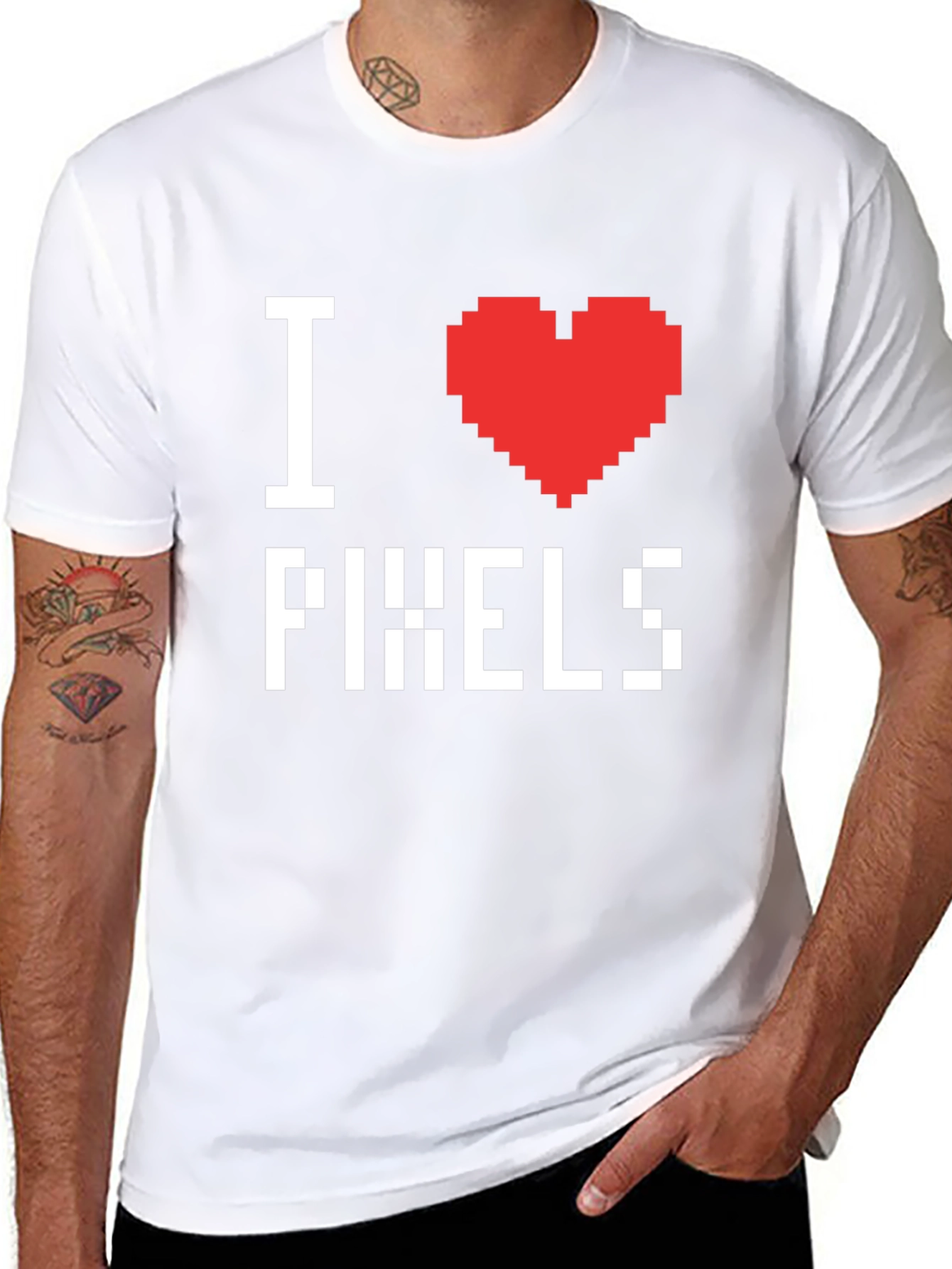 I Heart Pixels Graphic T-Shirt - Retro Gamer Style
