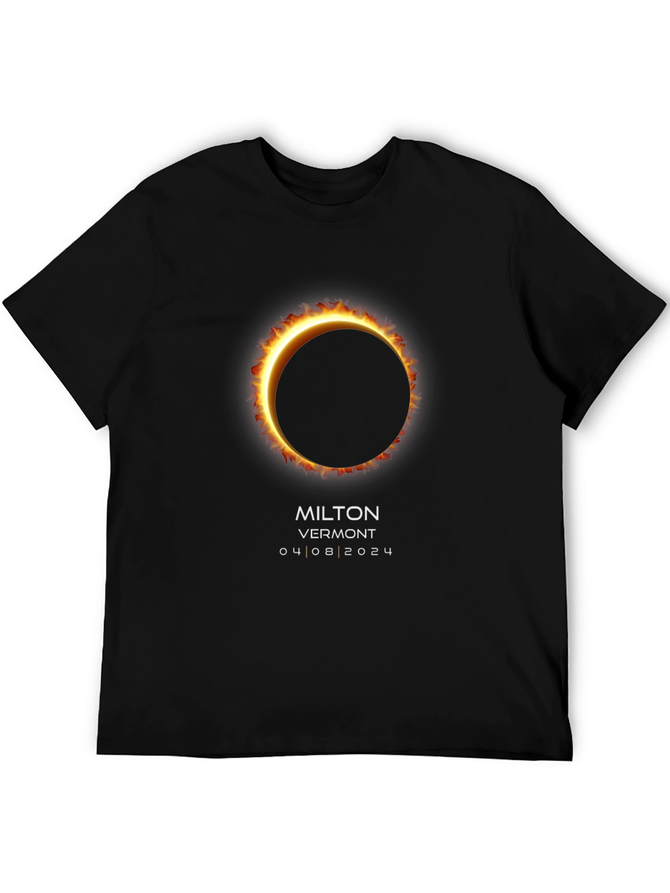 Milton Vermont Eclipse 2024 Black T-Shirt
