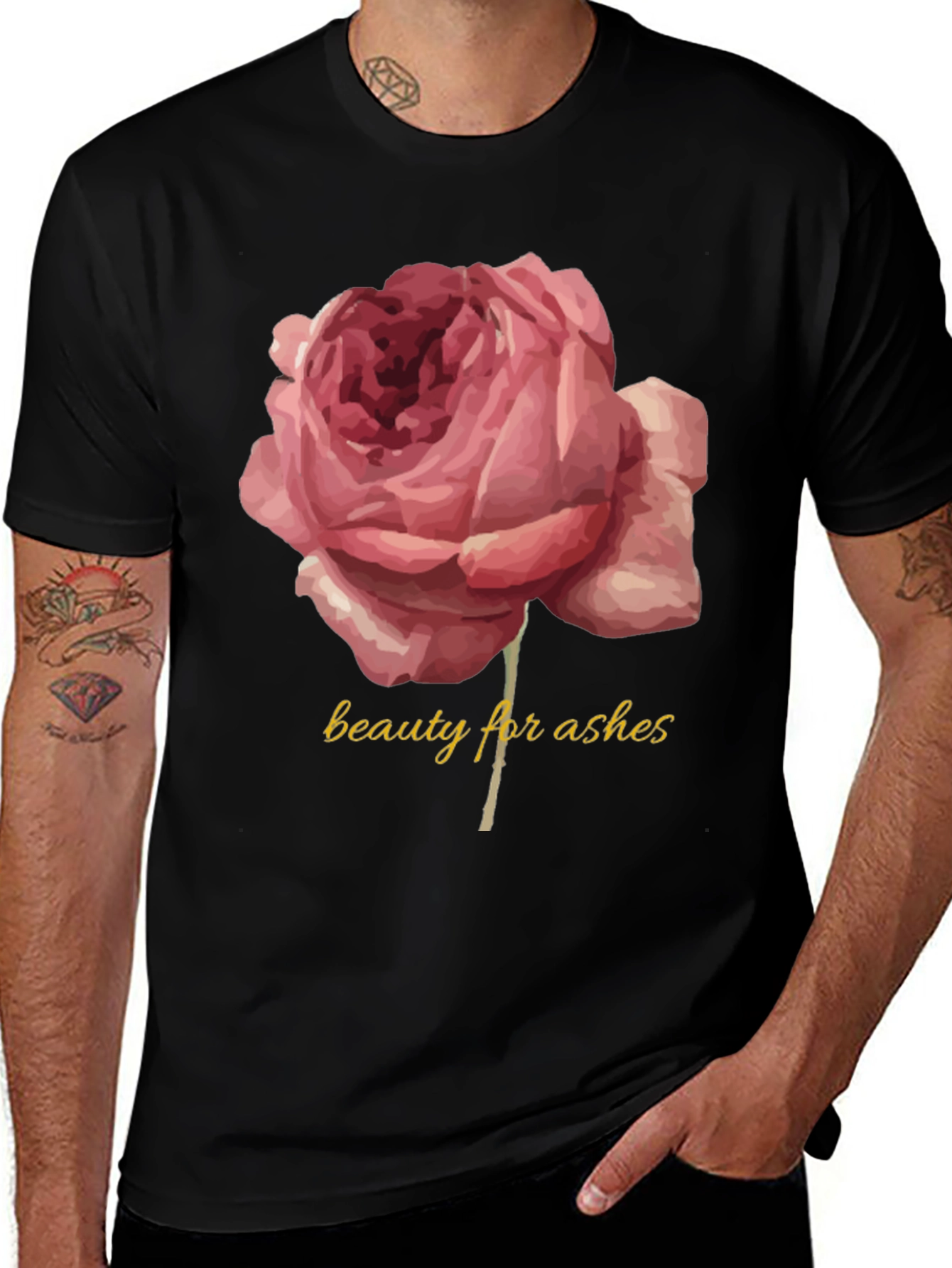 Beauty for Ashes Graphic T-Shirt - Rose Design