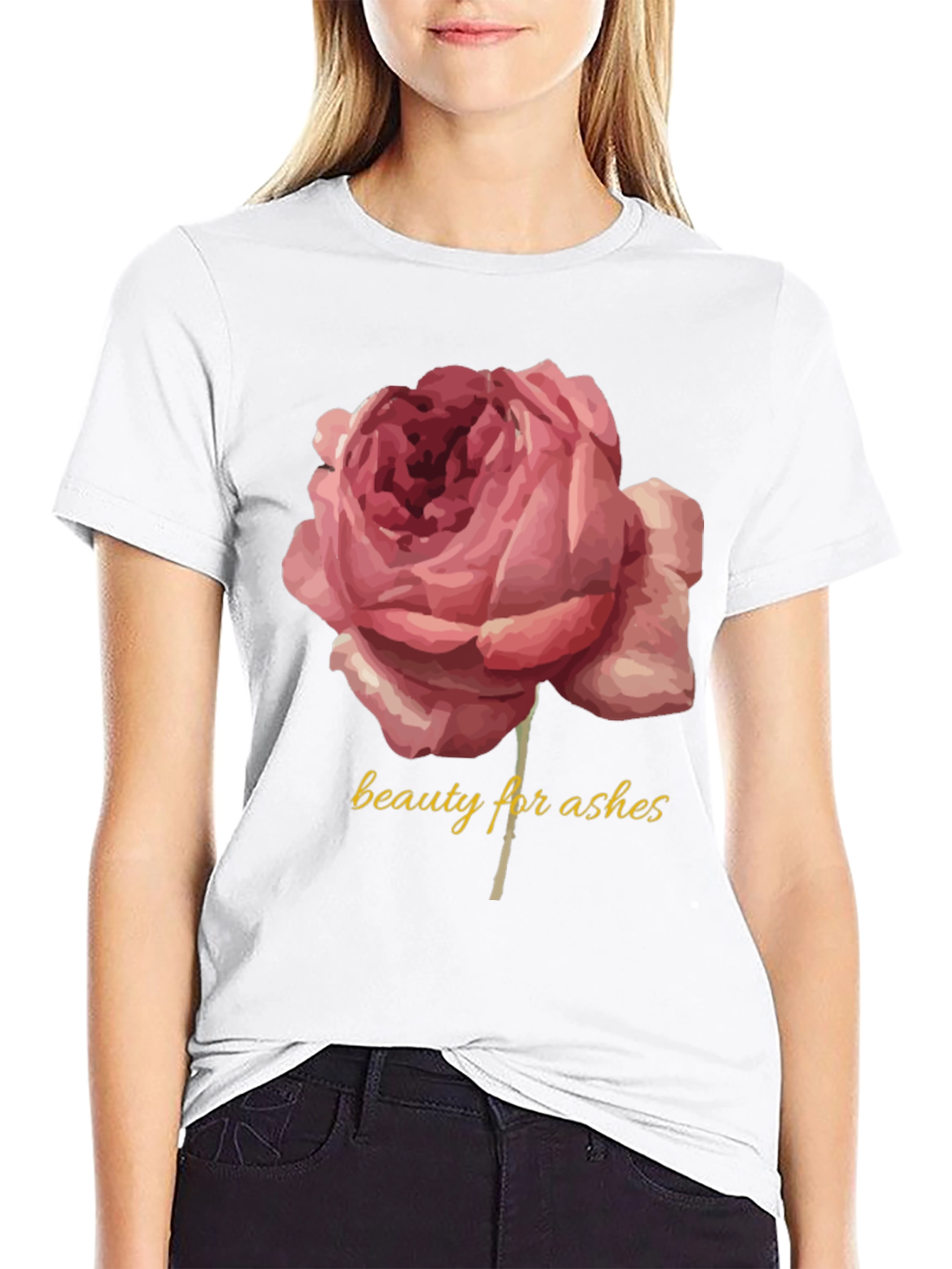 Beauty for Ashes Graphic T-Shirt - Rose Design