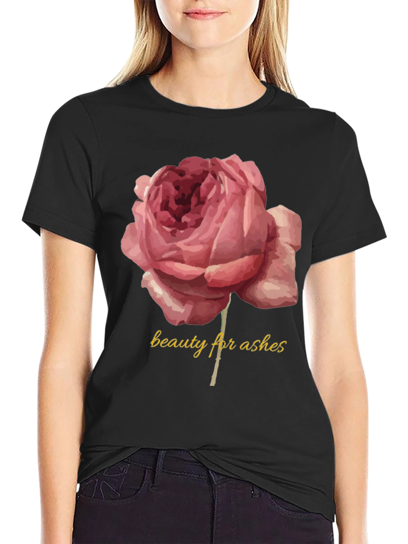 Beauty for Ashes Graphic T-Shirt - Rose Design