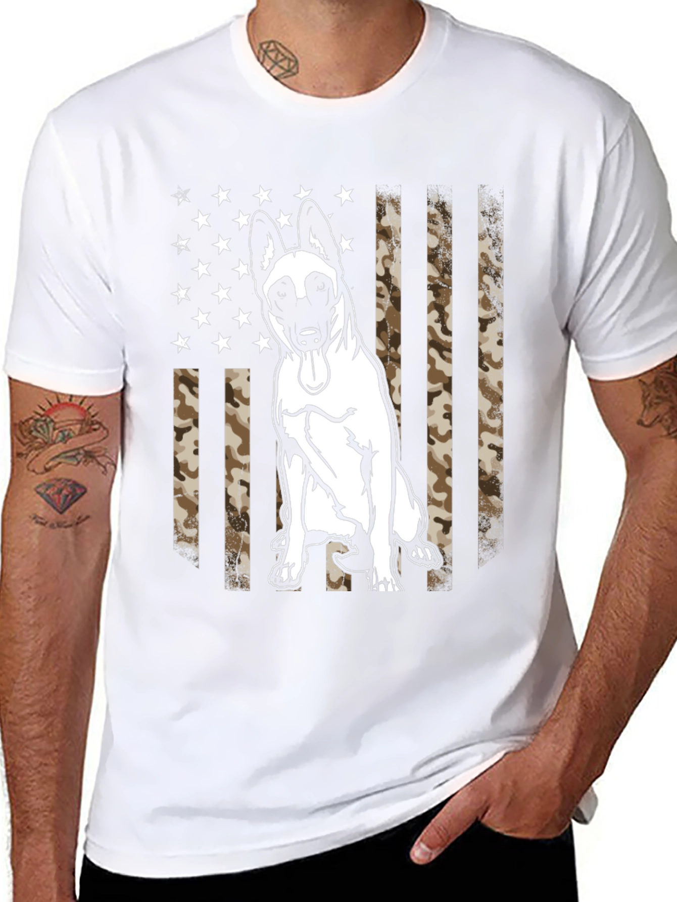 Malinois Dog US Flag Camo Mens T-Shirt