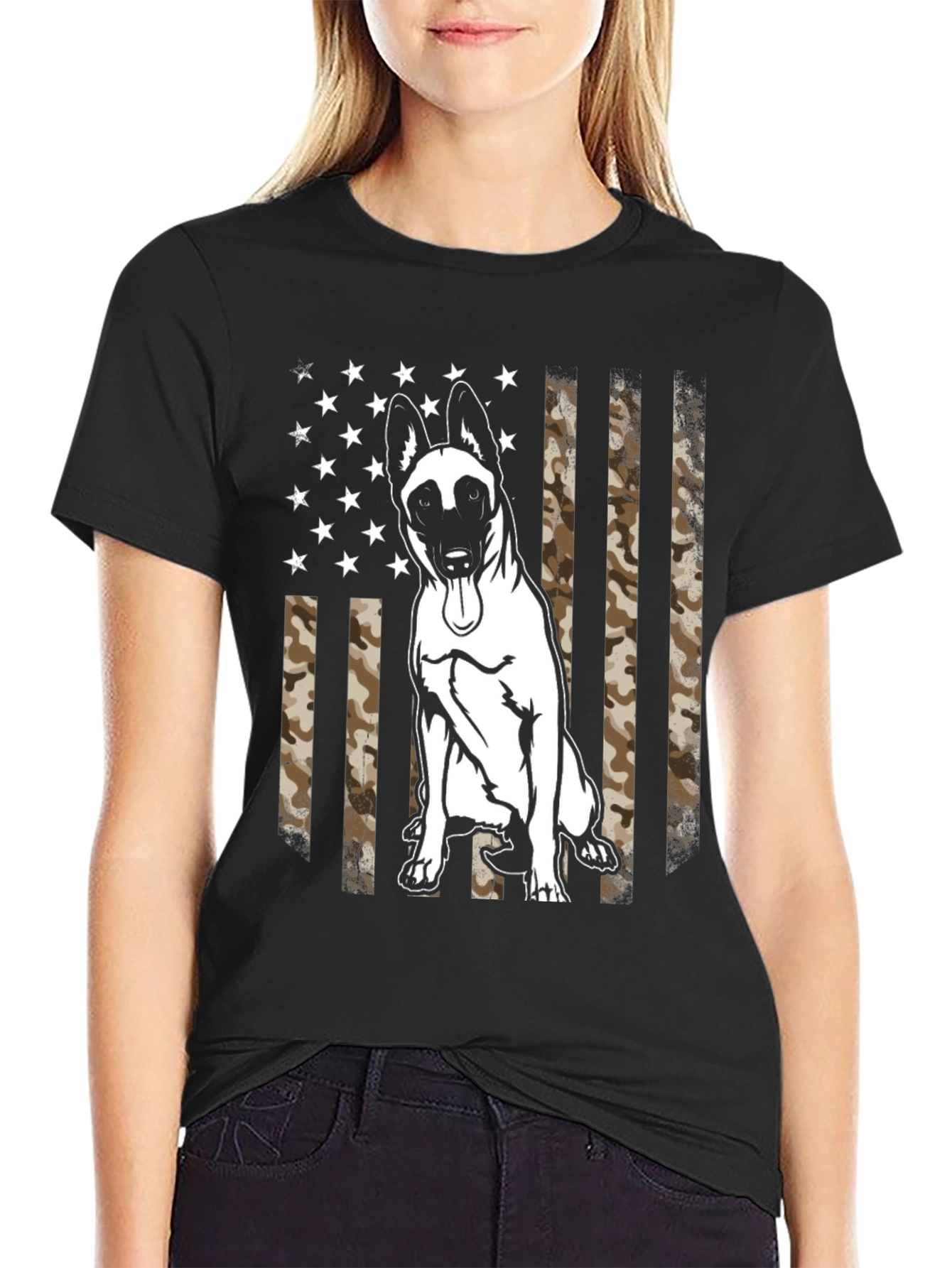 Malinois Dog US Flag Camo Mens T-Shirt