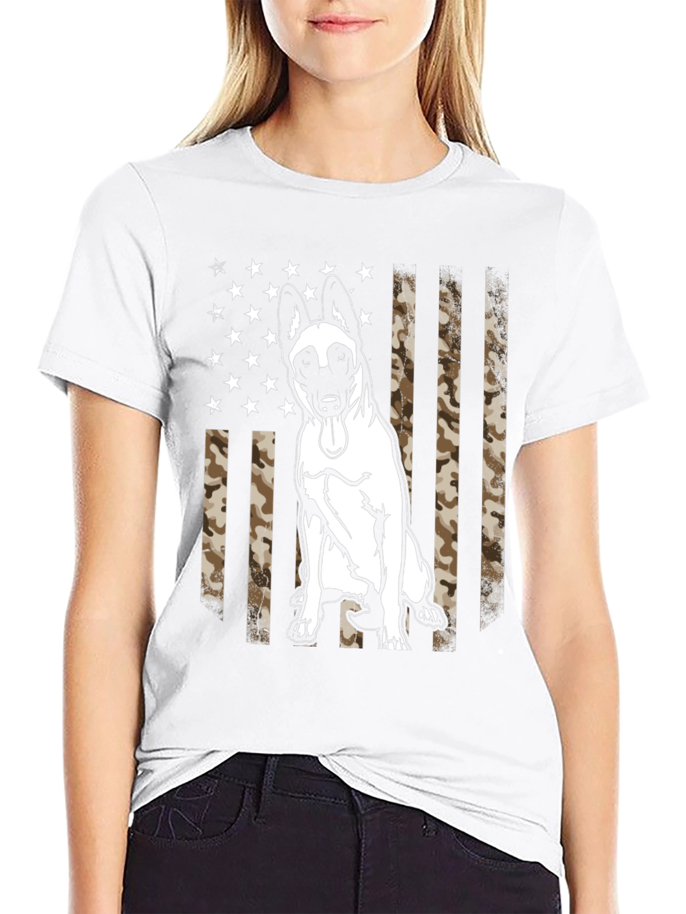 Malinois Dog US Flag Camo Mens T-Shirt