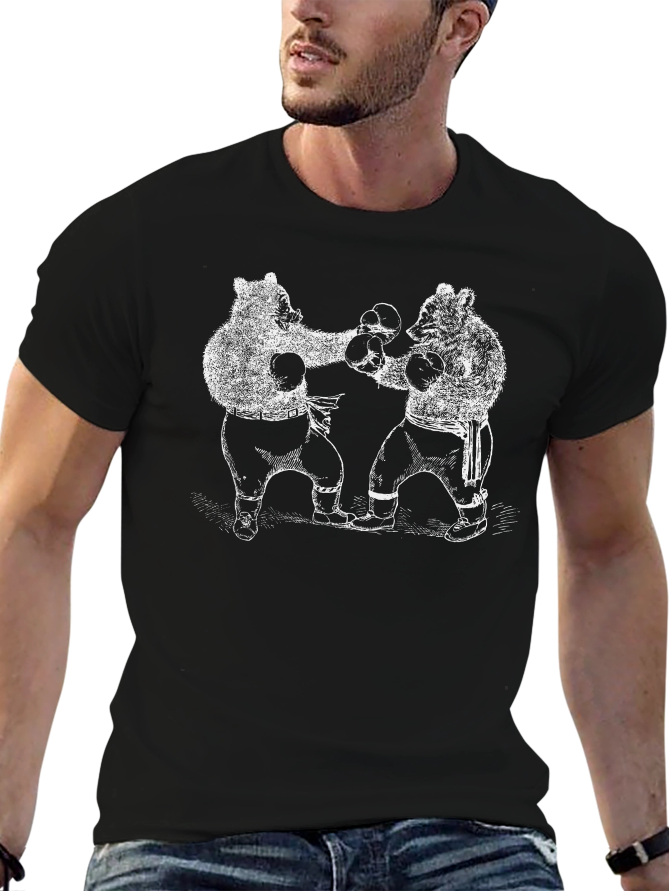 Boxing Bears Graphic Tee - Black