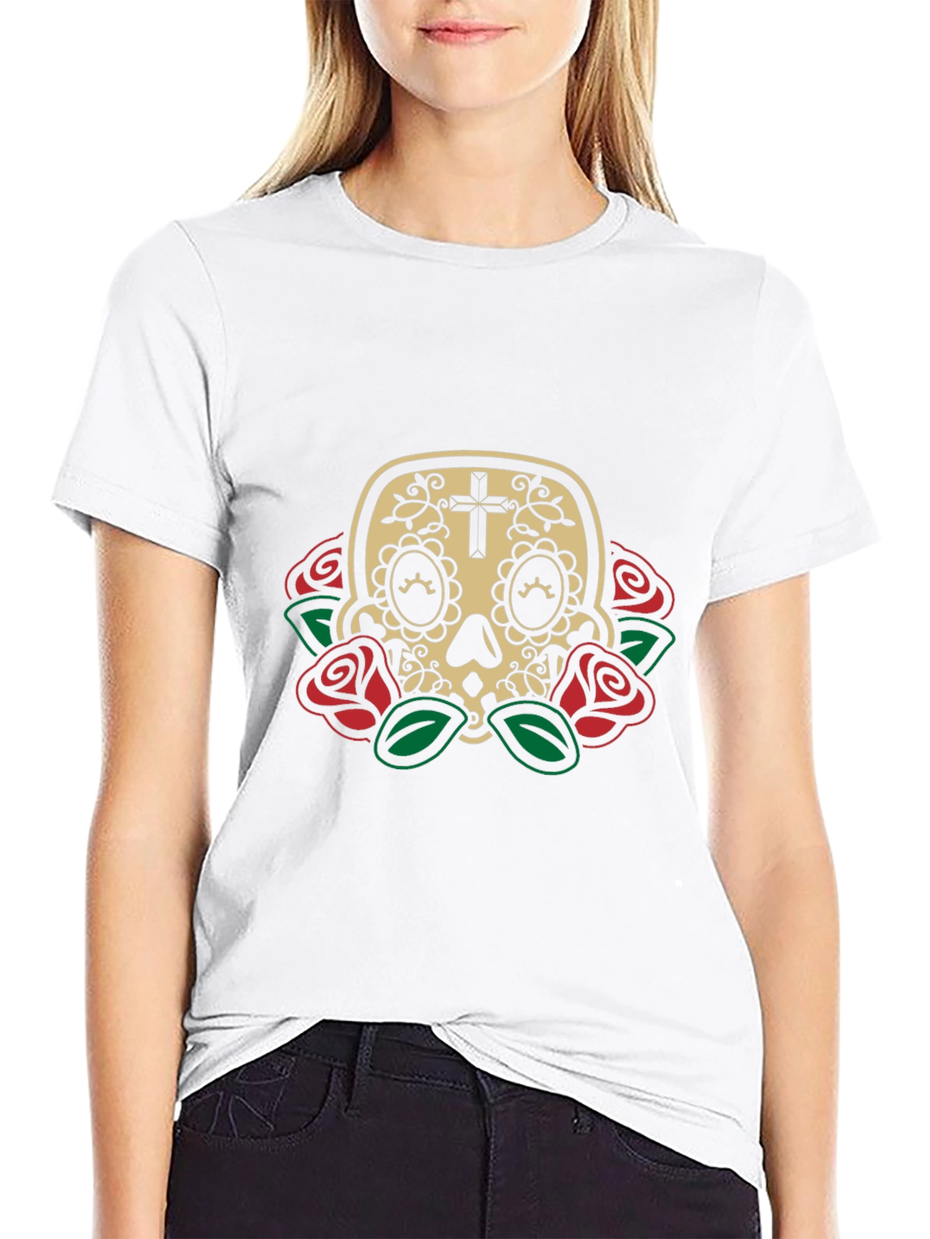 Day of the Dead Skull Rose Graphic Tee