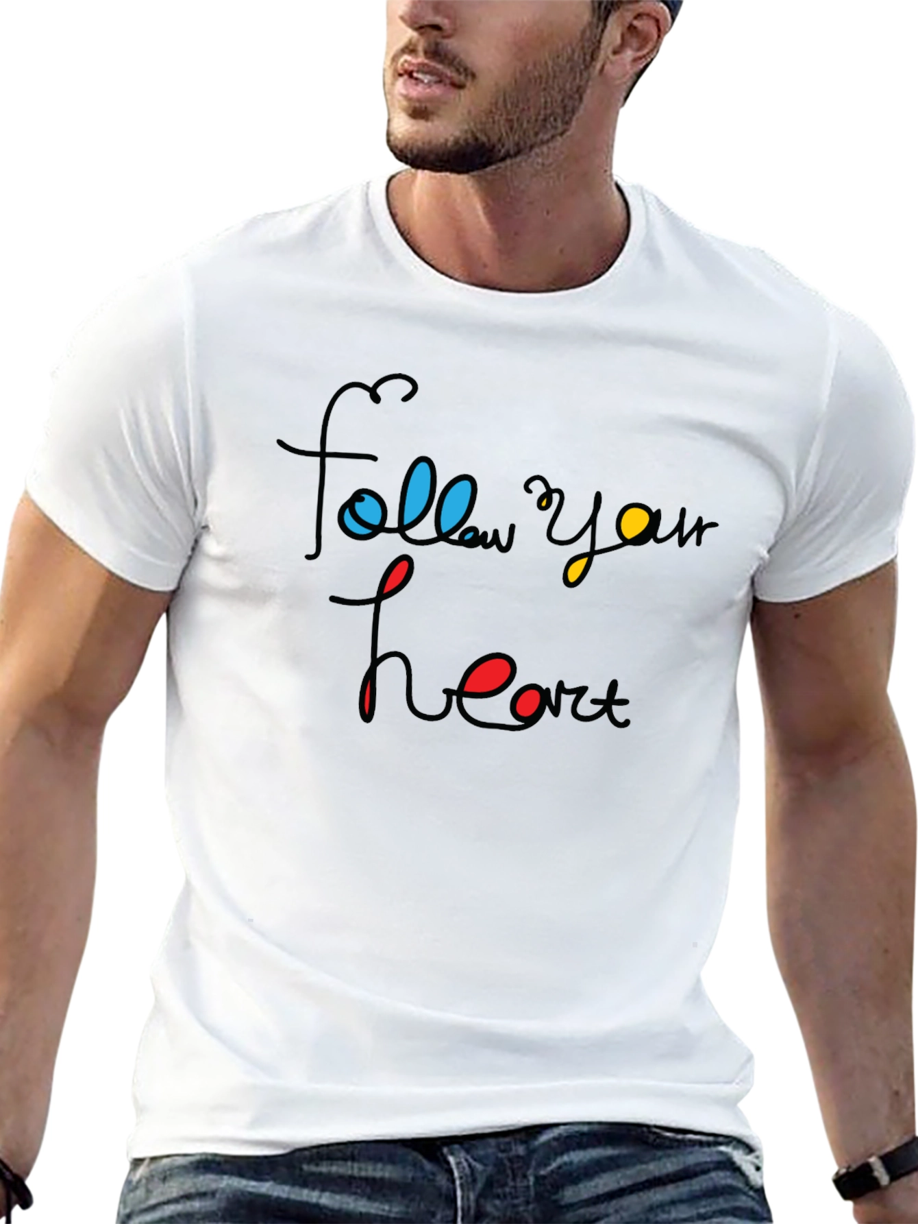Follow Your Heart Graphic Tee - Black Cotton Blend
