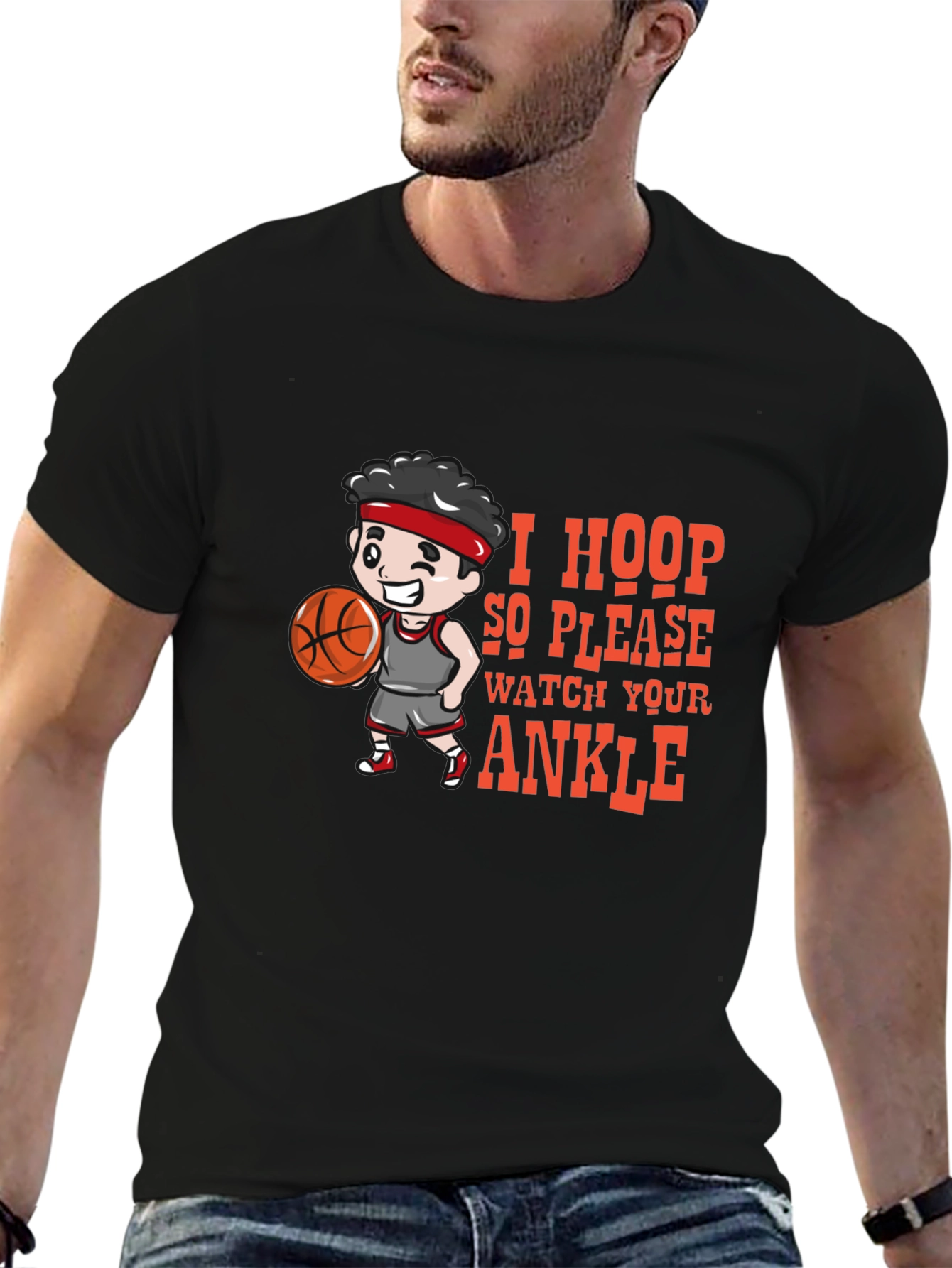 I Hoop So Please Watch Your Ankle Black T-Shirt