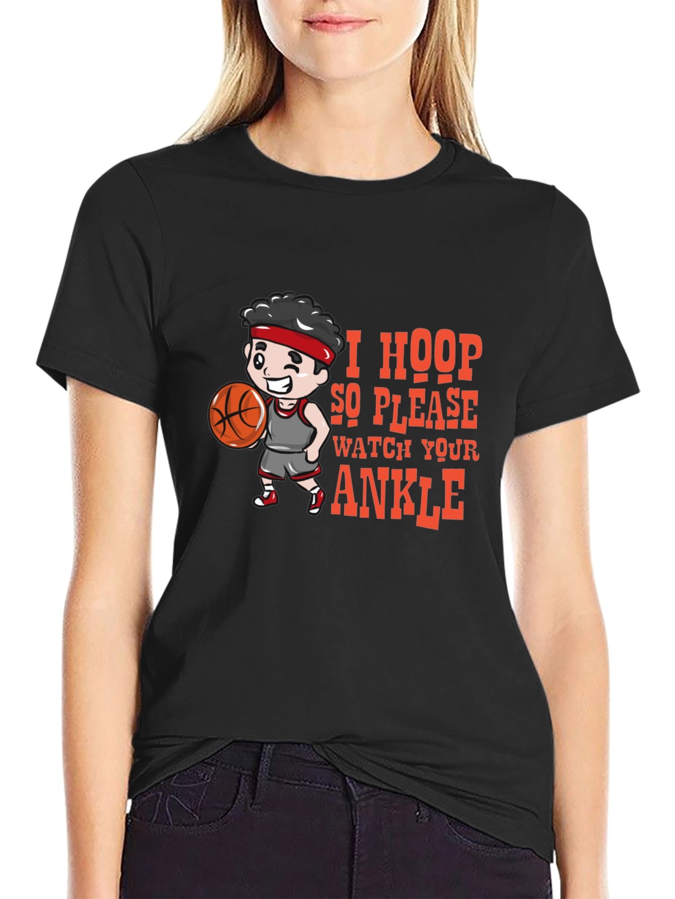 I Hoop So Please Watch Your Ankle Black T-Shirt