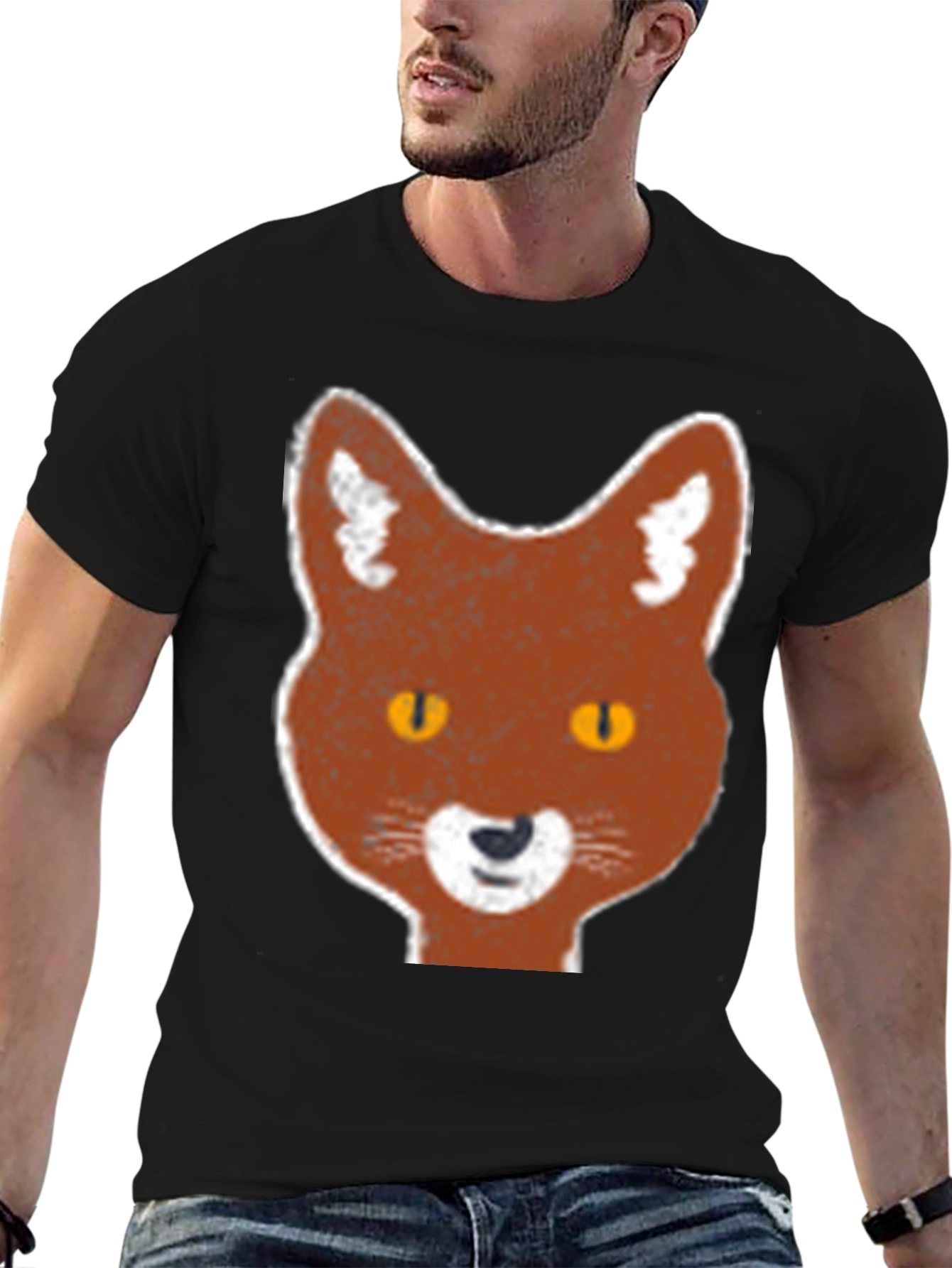 Fox Graphic Print Black T-Shirt