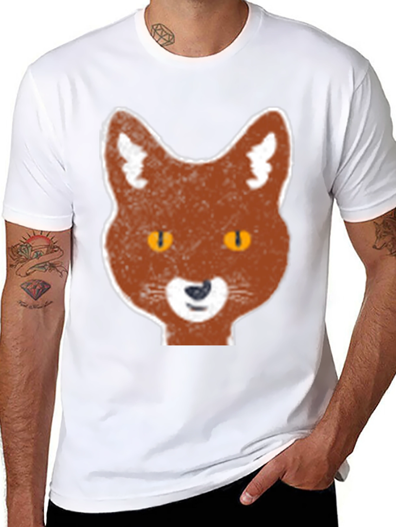 Fox Graphic Print Black T-Shirt