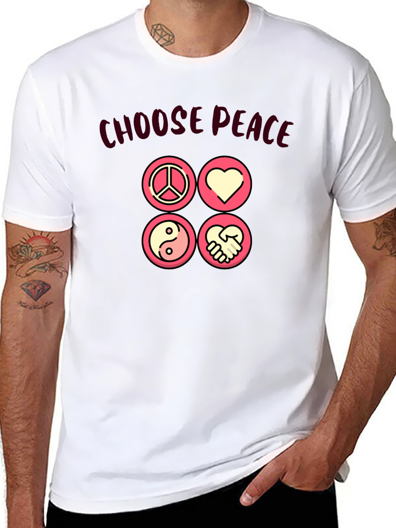 Choose Peace Graphic T-Shirt - Black Cotton Blend