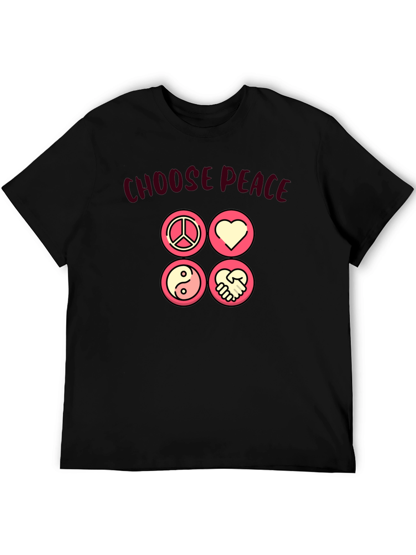 Choose Peace Graphic T-Shirt - Black Cotton Blend