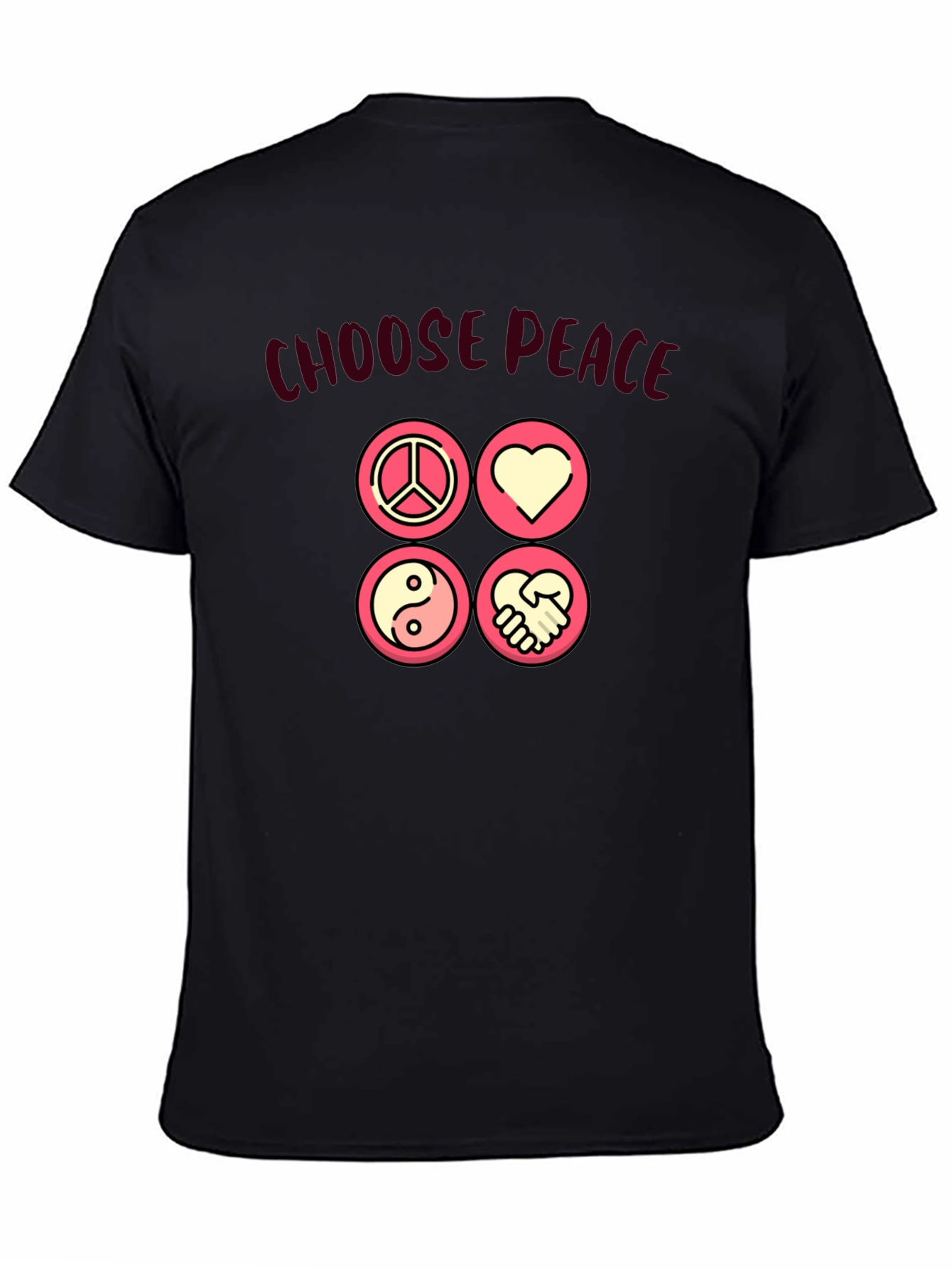 Choose Peace Graphic T-Shirt - Black Cotton Blend