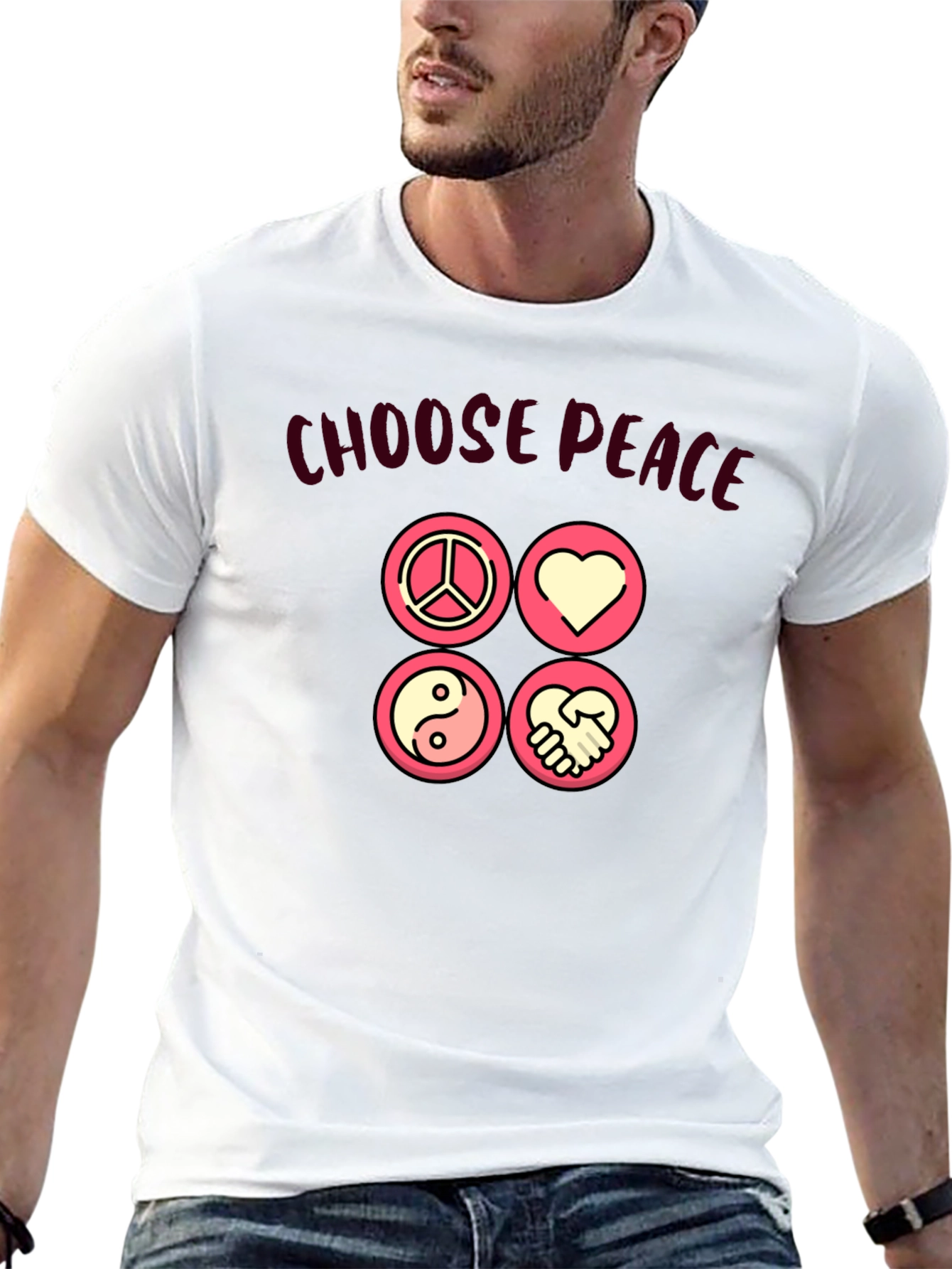 Choose Peace Graphic T-Shirt - Black Cotton Blend