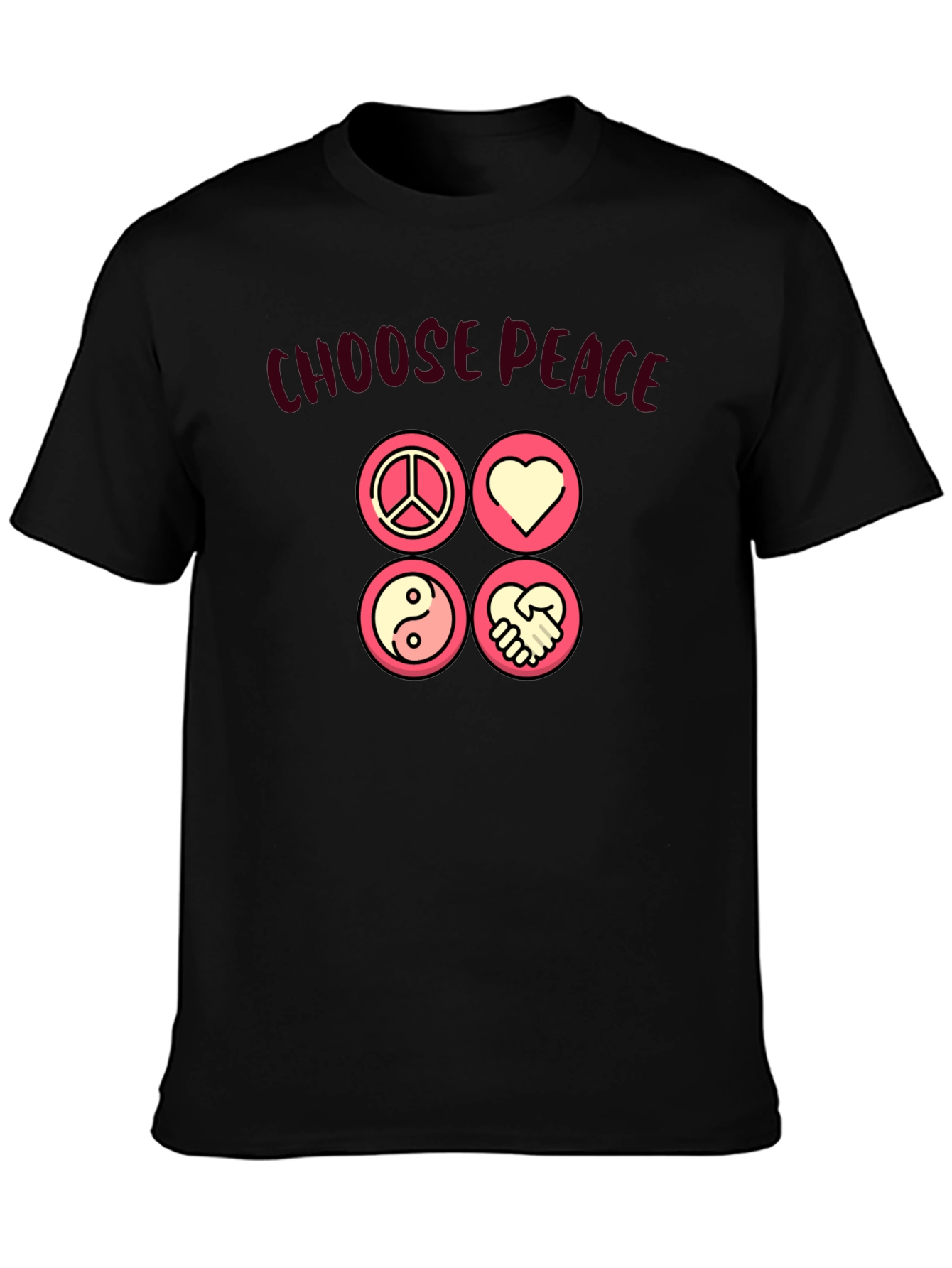 Choose Peace Graphic T-Shirt - Black Cotton Blend