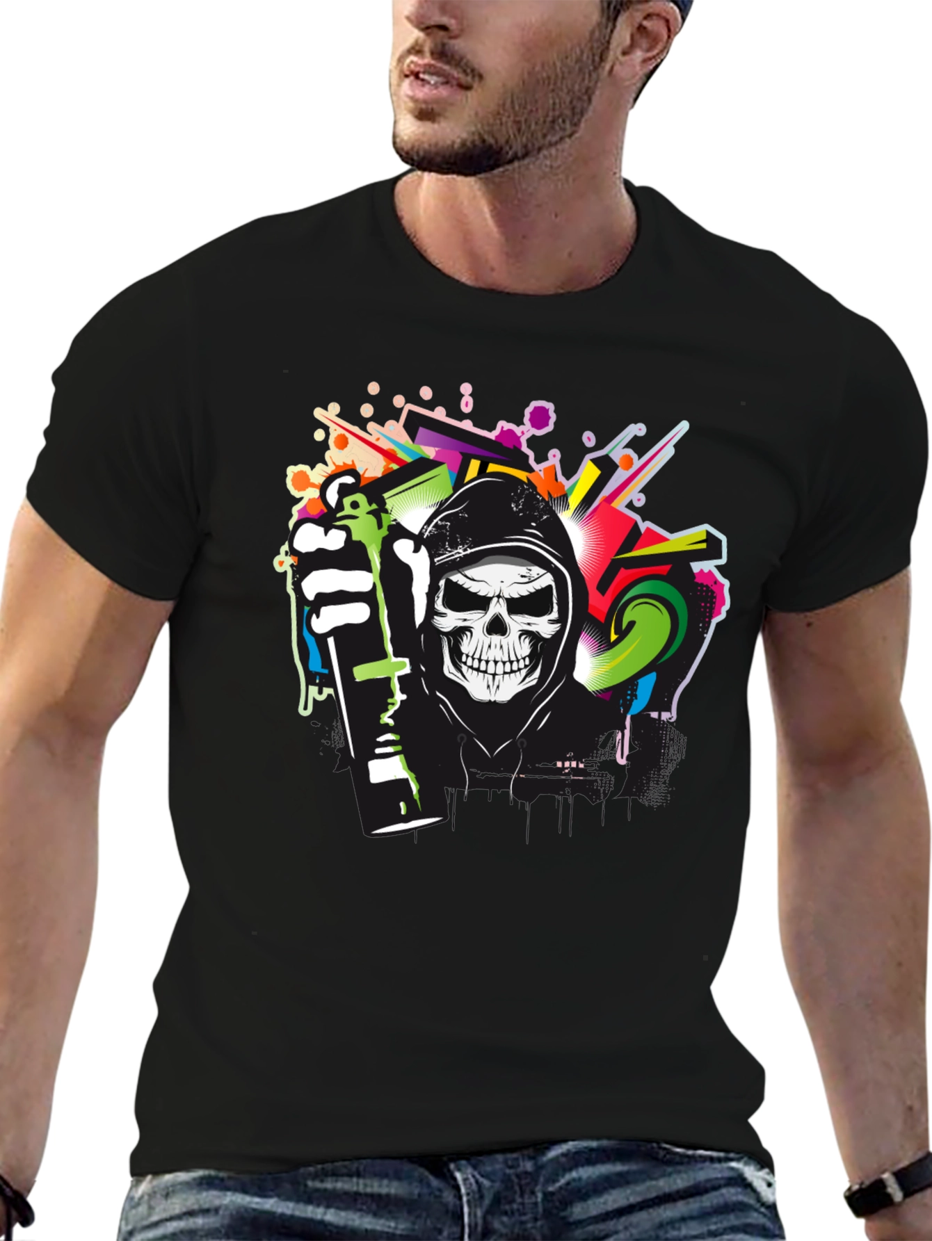 Graffiti Skull Graphic Tee - Urban Style