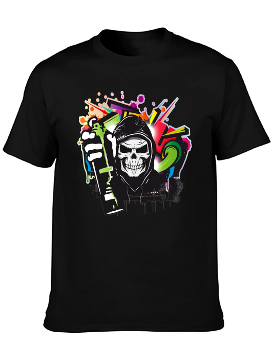 Graffiti Skull Graphic Tee - Urban Style