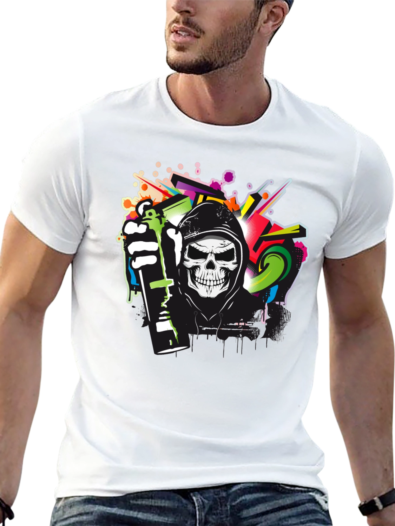 Graffiti Skull Graphic Tee - Urban Style