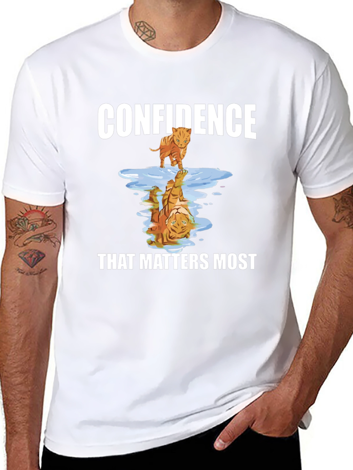 Confidence Tiger Reflection Graphic T-Shirt