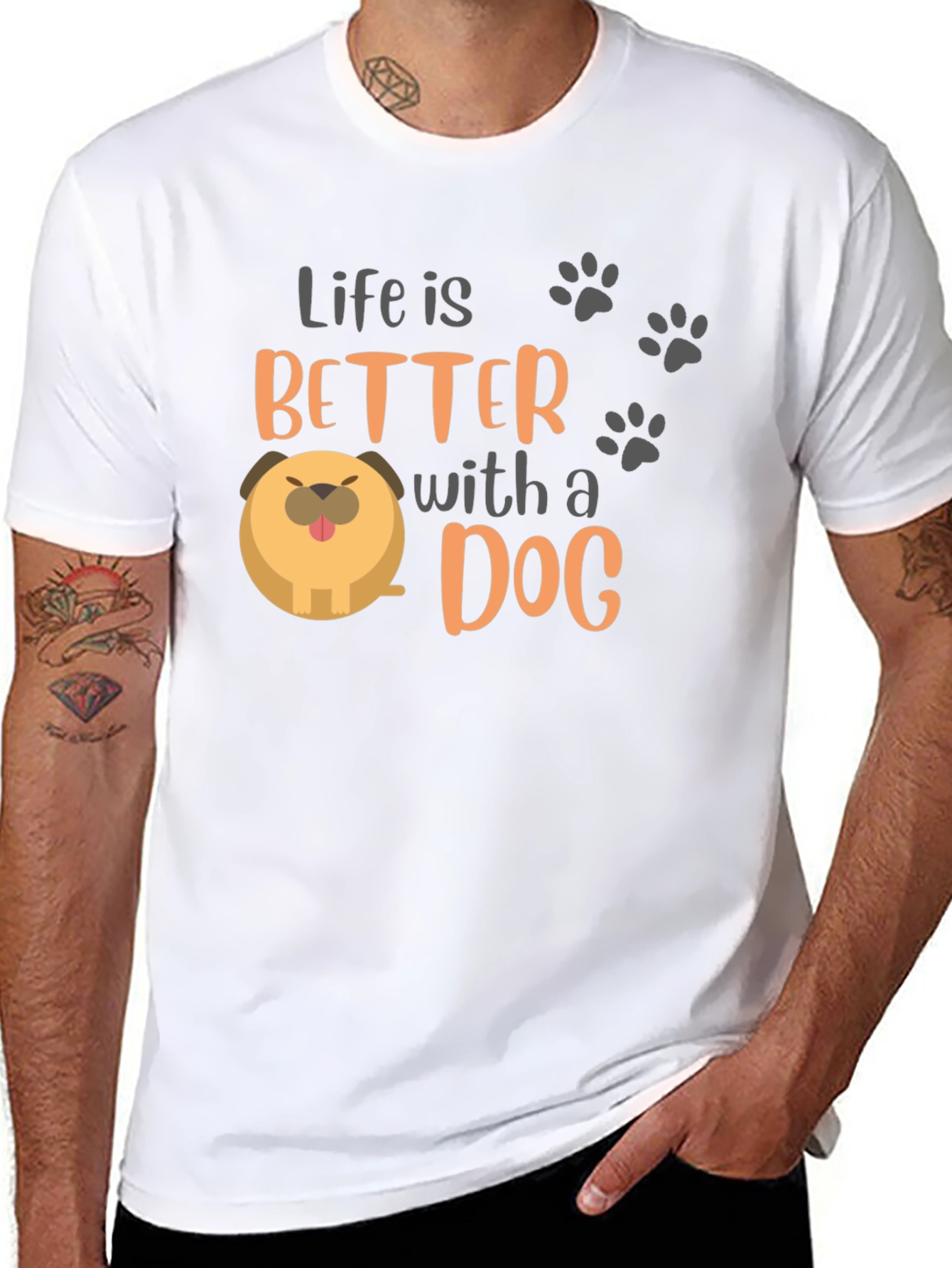 Life is Better with a Dog Black Graphic T-Shirt