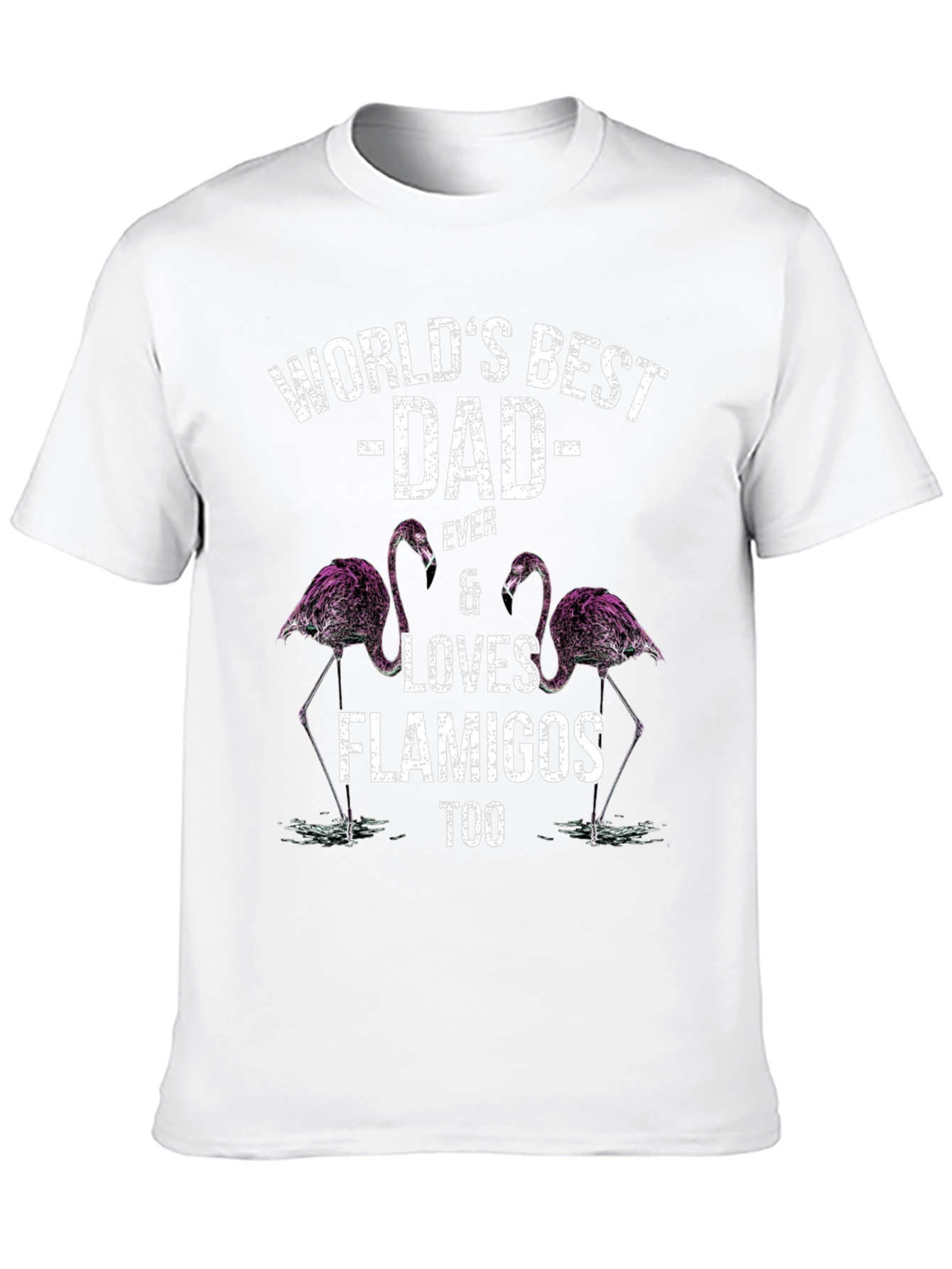 Worlds Best Dad Flamingo Graphic T-Shirt