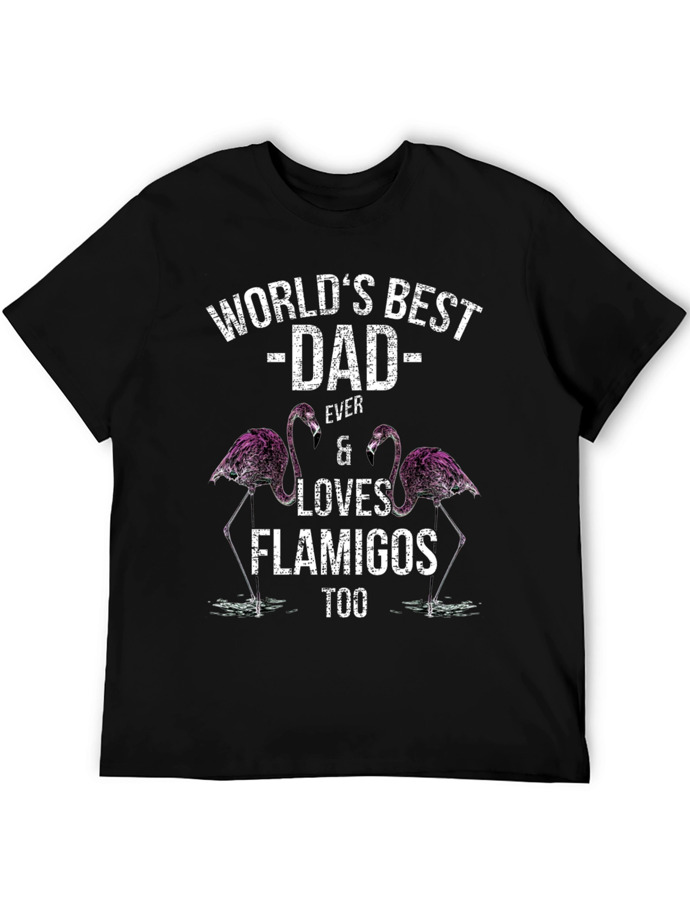 Worlds Best Dad Flamingo Graphic T-Shirt