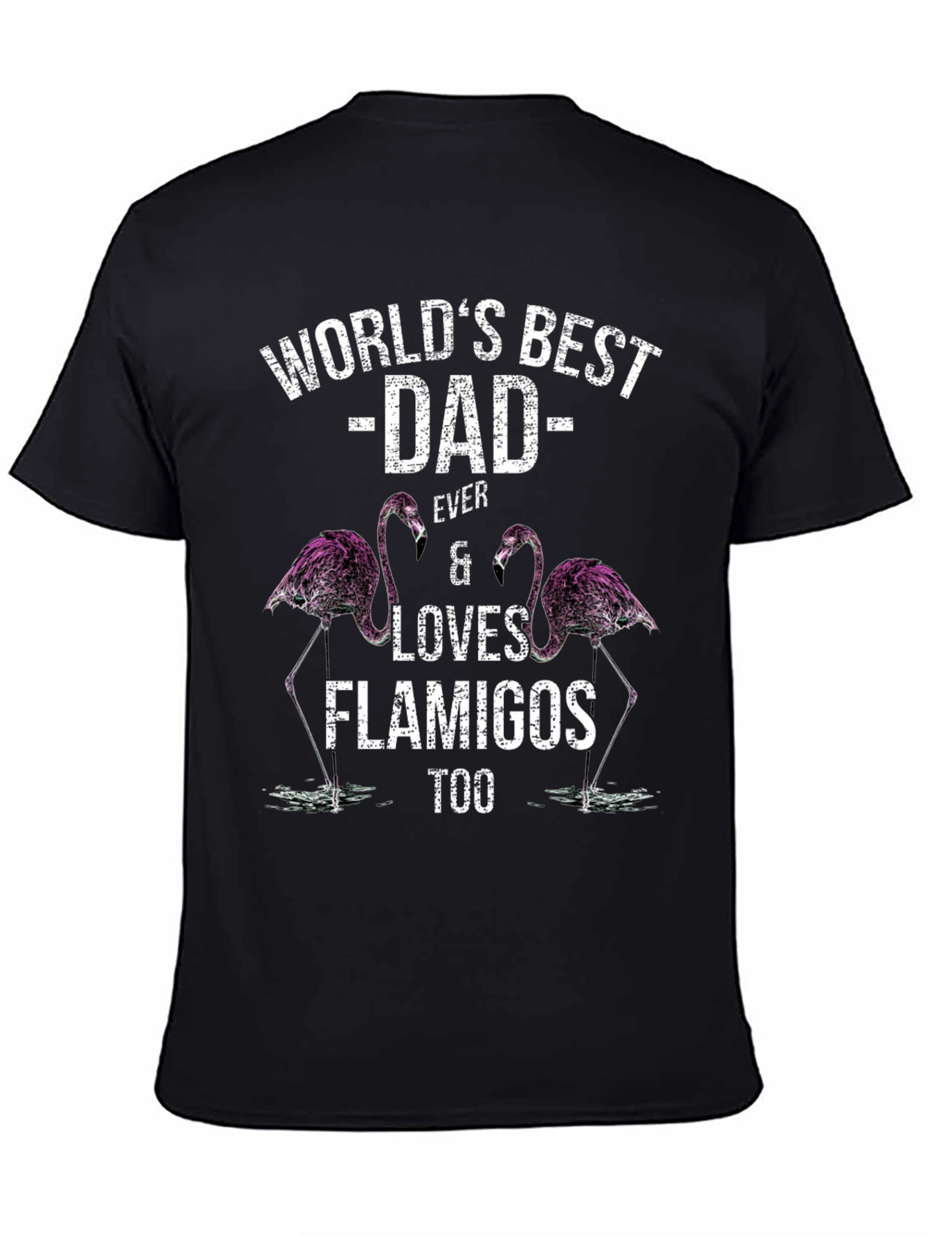 Worlds Best Dad Flamingo Graphic T-Shirt