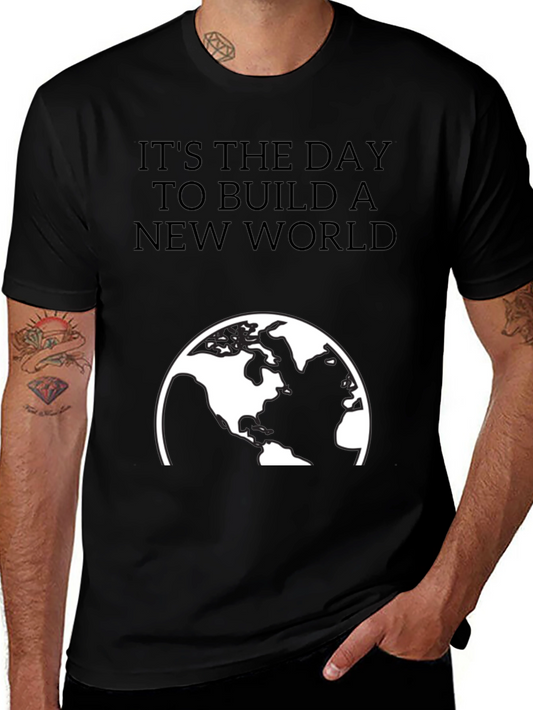 Build A New World Graphic Tee - Stylish Earth T-Shirt