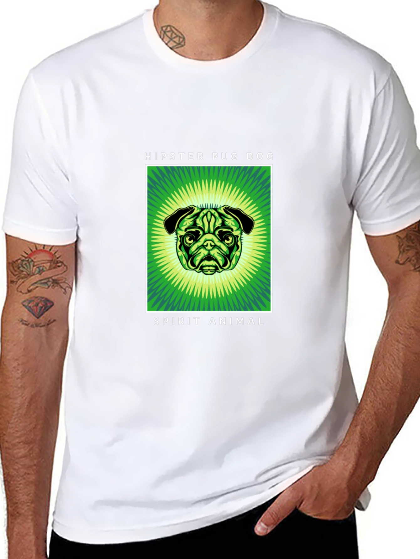 Hipster Pug Dog Spirit Animal Graphic T-Shirt