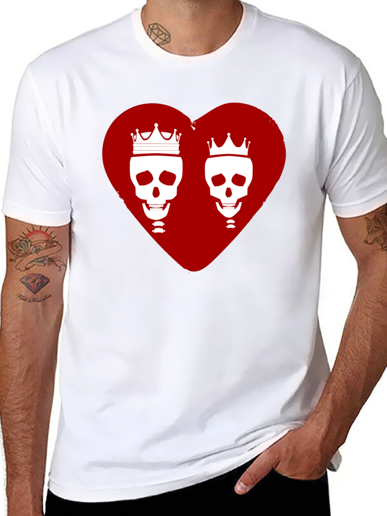King & Queen Skull Heart Graphic Tee