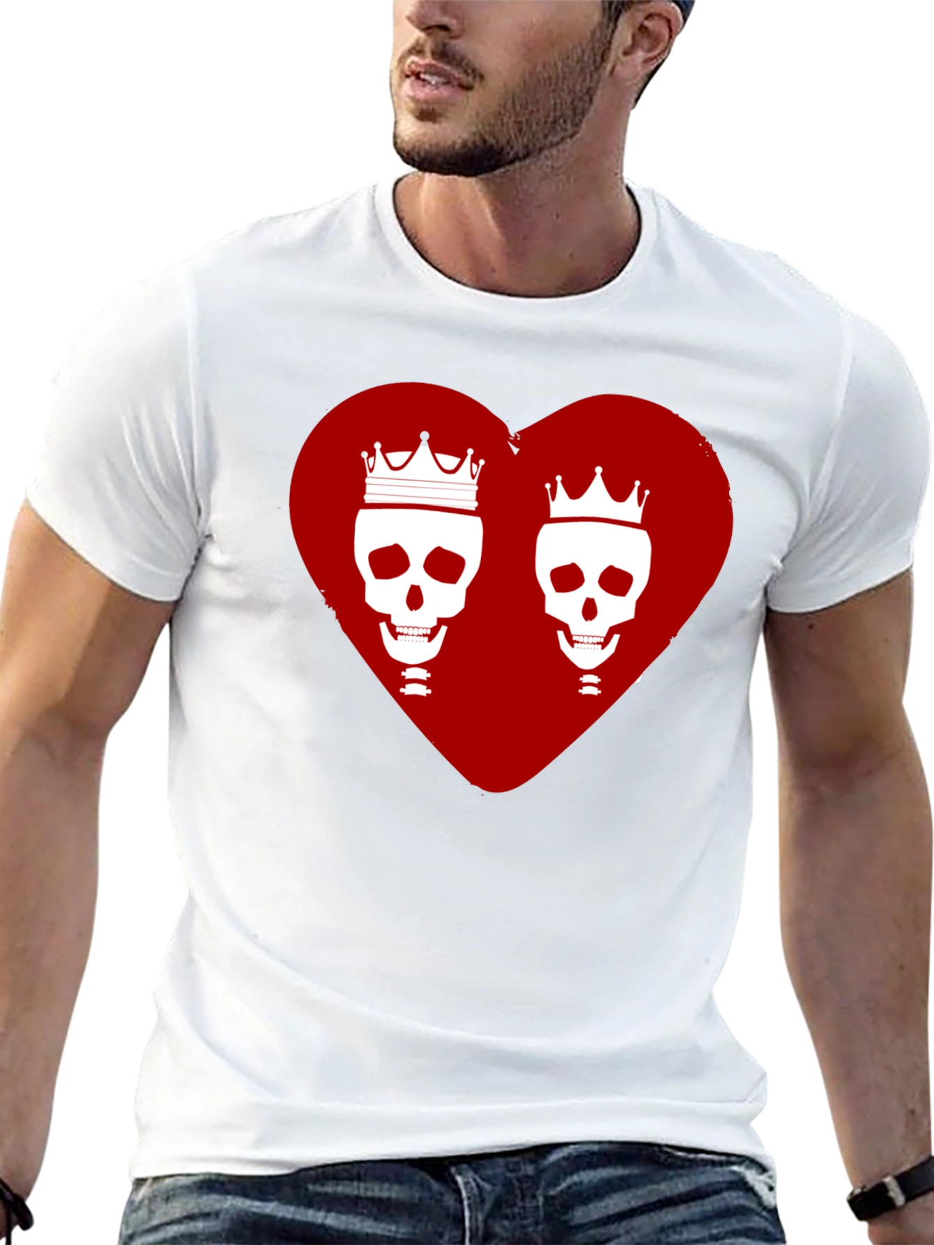 King & Queen Skull Heart Graphic Tee