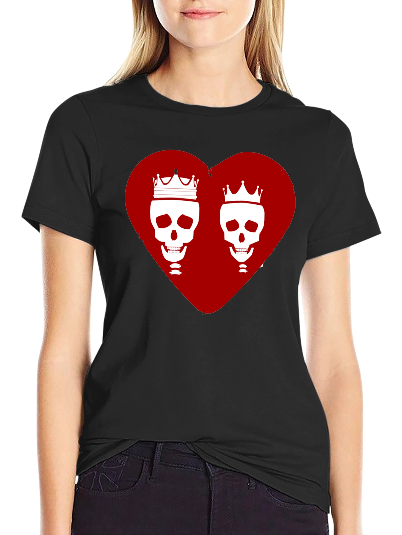 King & Queen Skull Heart Graphic Tee