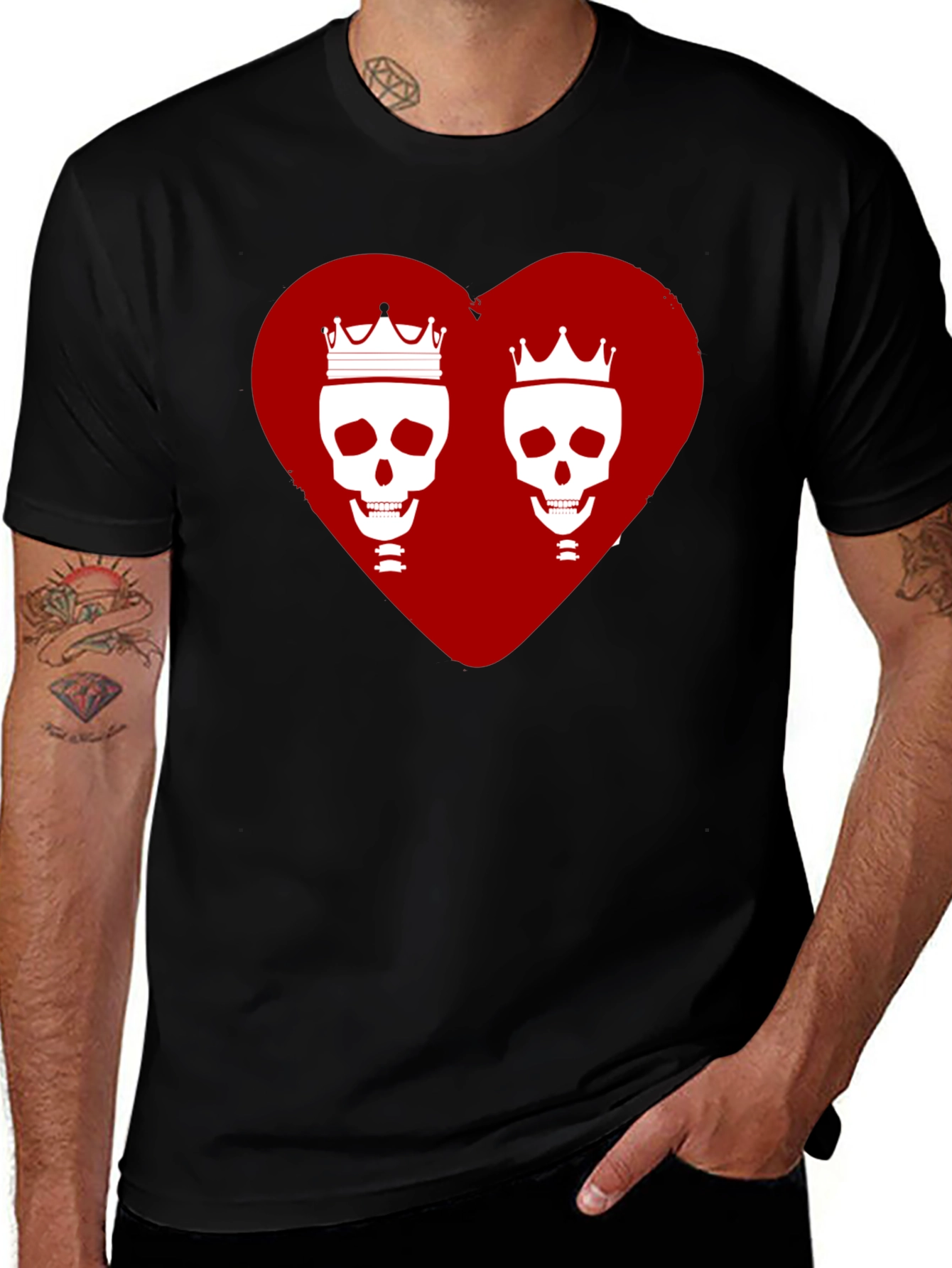 King & Queen Skull Heart Graphic Tee