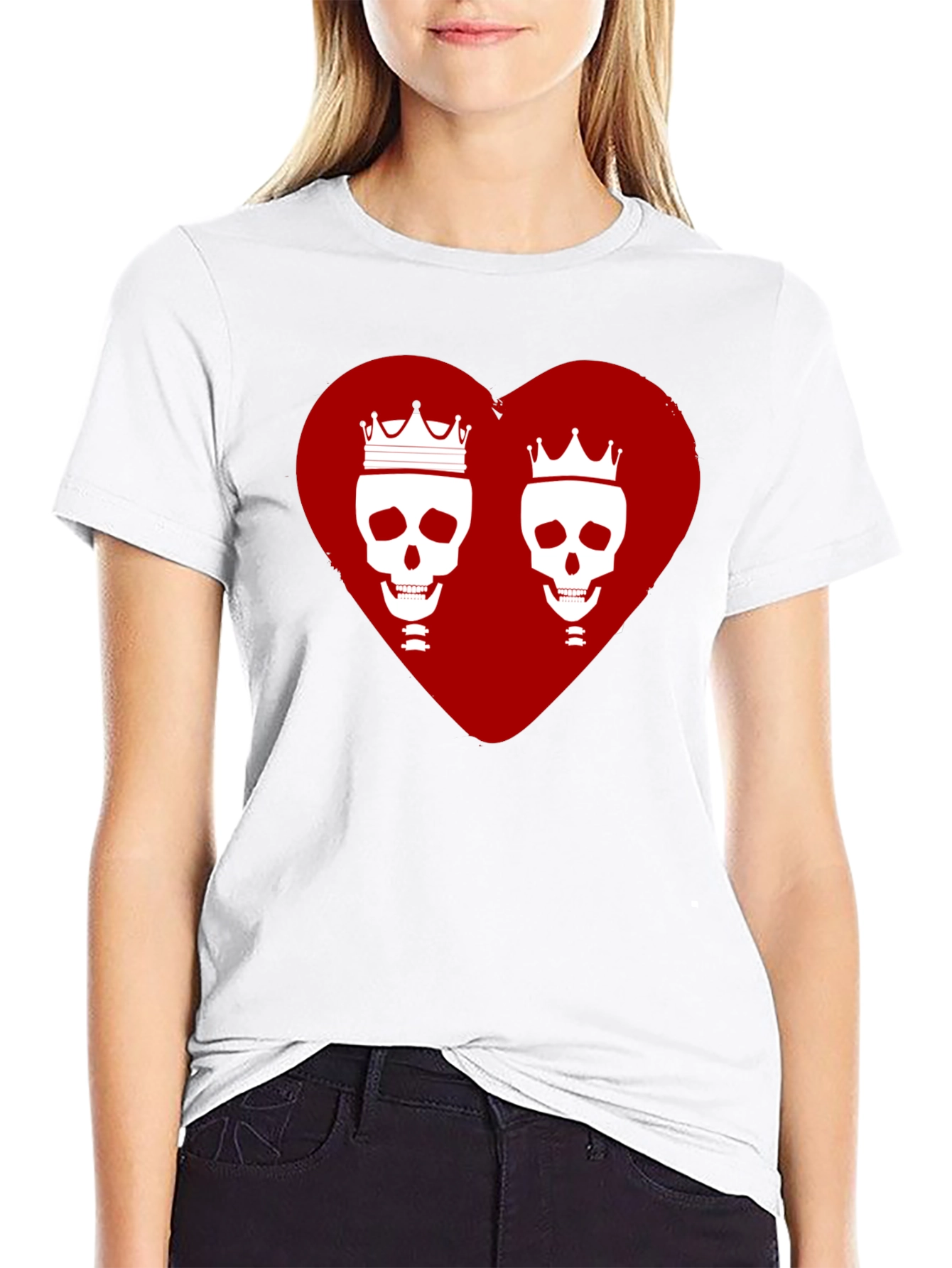 King & Queen Skull Heart Graphic Tee