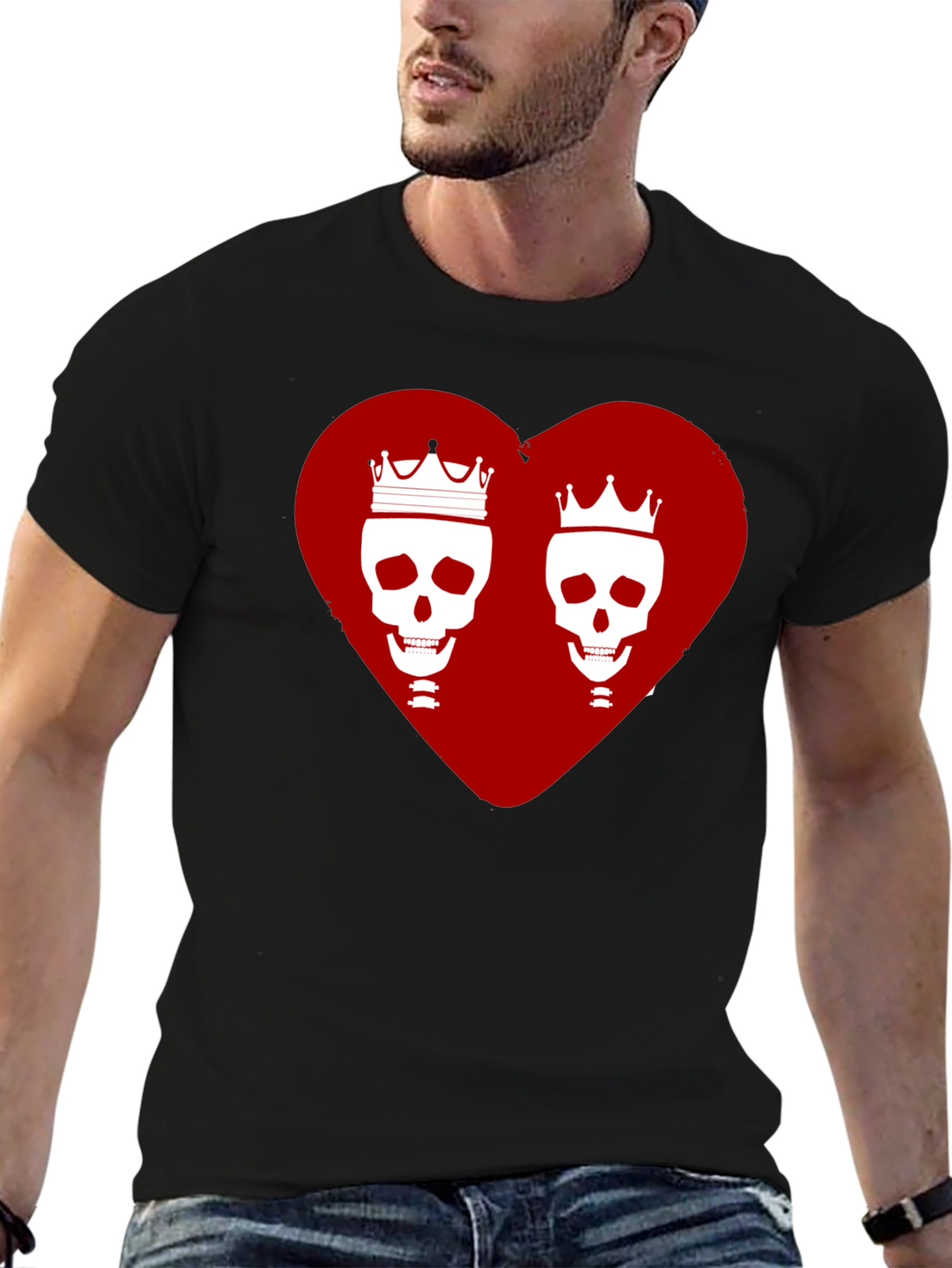 King & Queen Skull Heart Graphic Tee