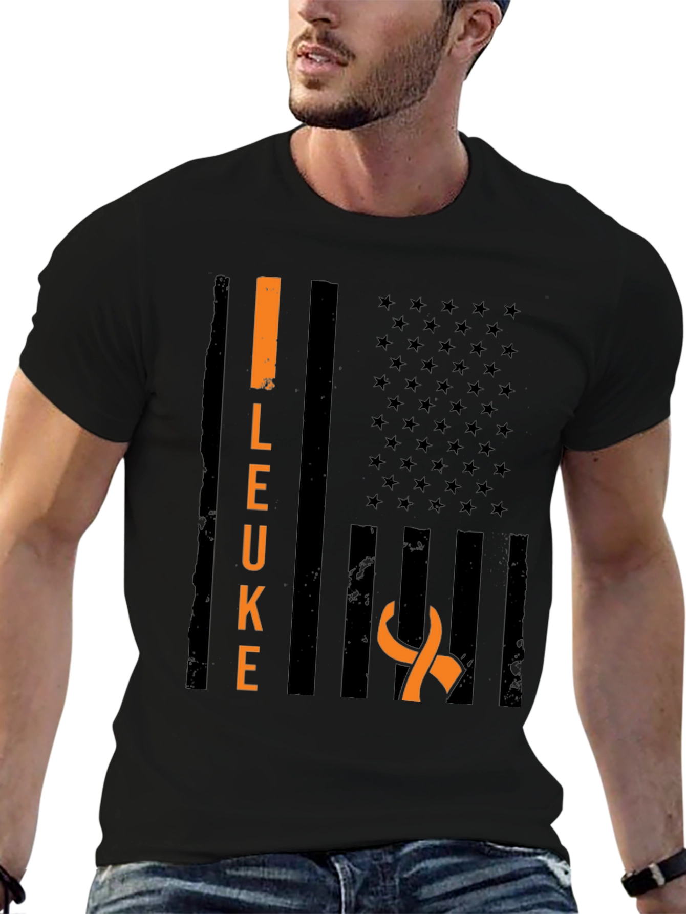 Leukemia Awareness T-Shirt - Black Ribbon Support Tee