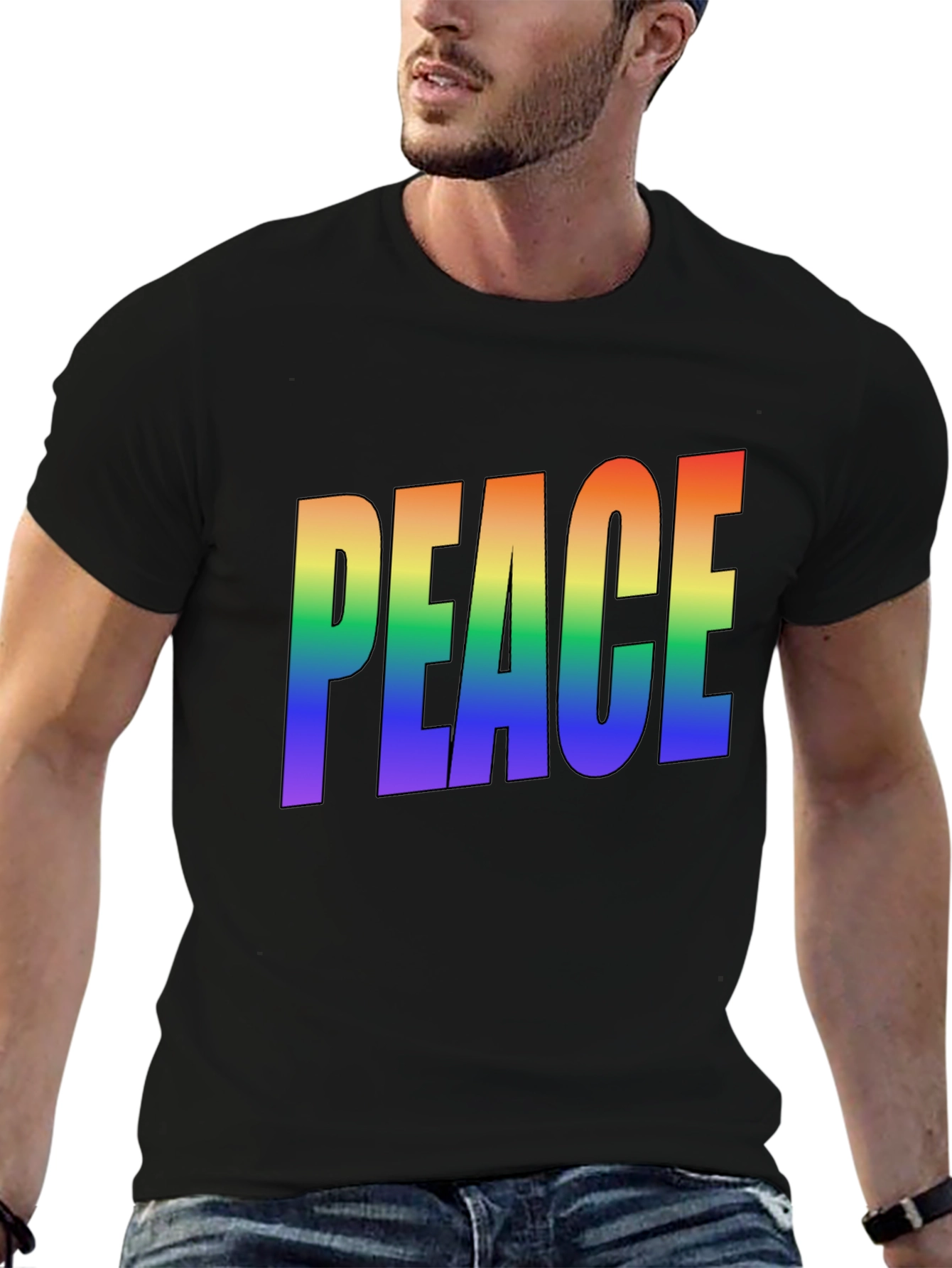 Rainbow PEACE Graphic T-Shirt - Pride