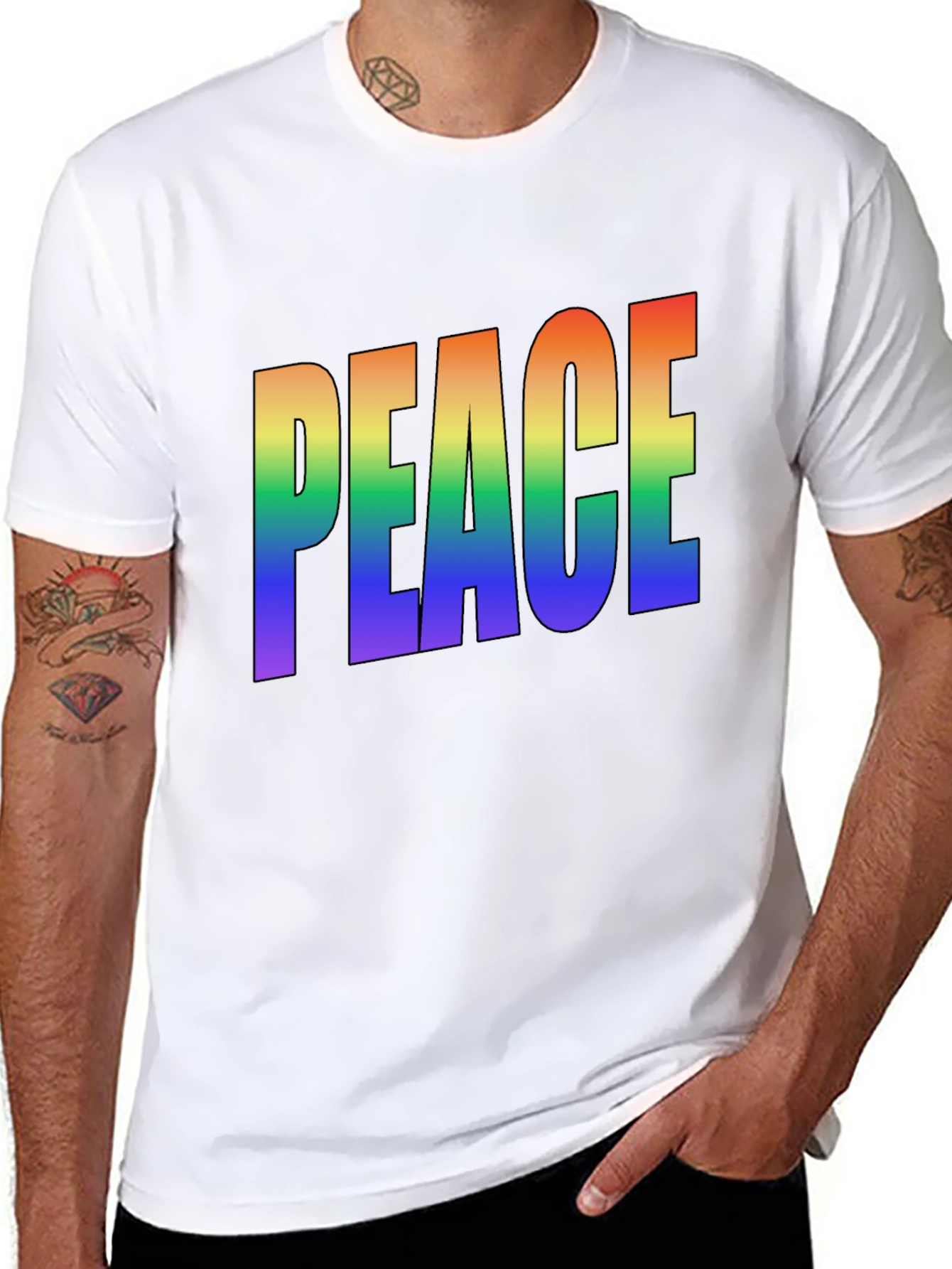 Rainbow PEACE Graphic T-Shirt - Pride