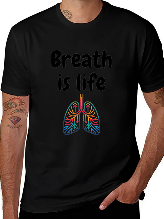 Breath Is Life Graphic Tee - Anatomical Lungs Black T-Shirt
