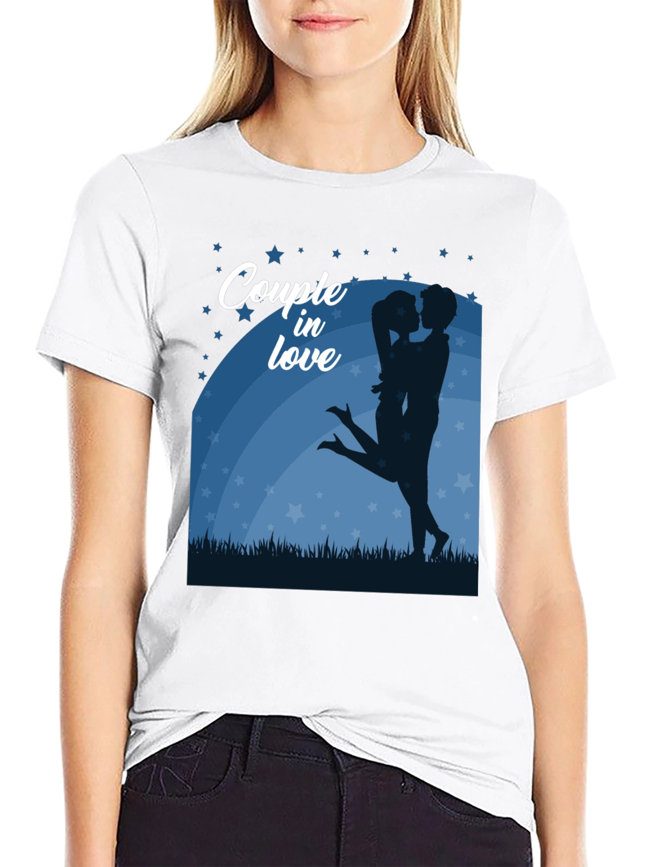 Couple in Love Graphic Tee - Romantic Black Shirt