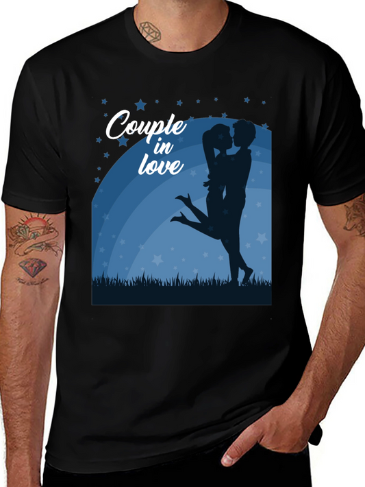 Couple in Love Graphic Tee - Romantic Black Shirt